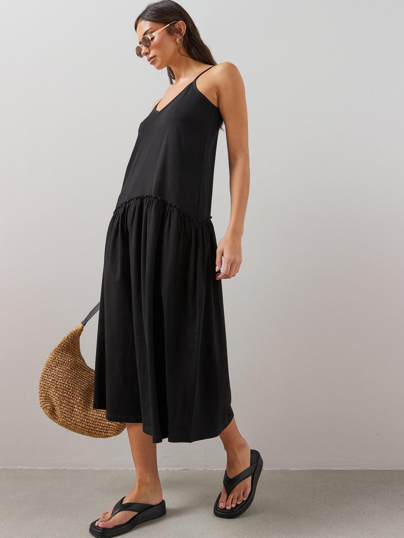 The Very Collection Cotton Cami Midaxi Dress - Black