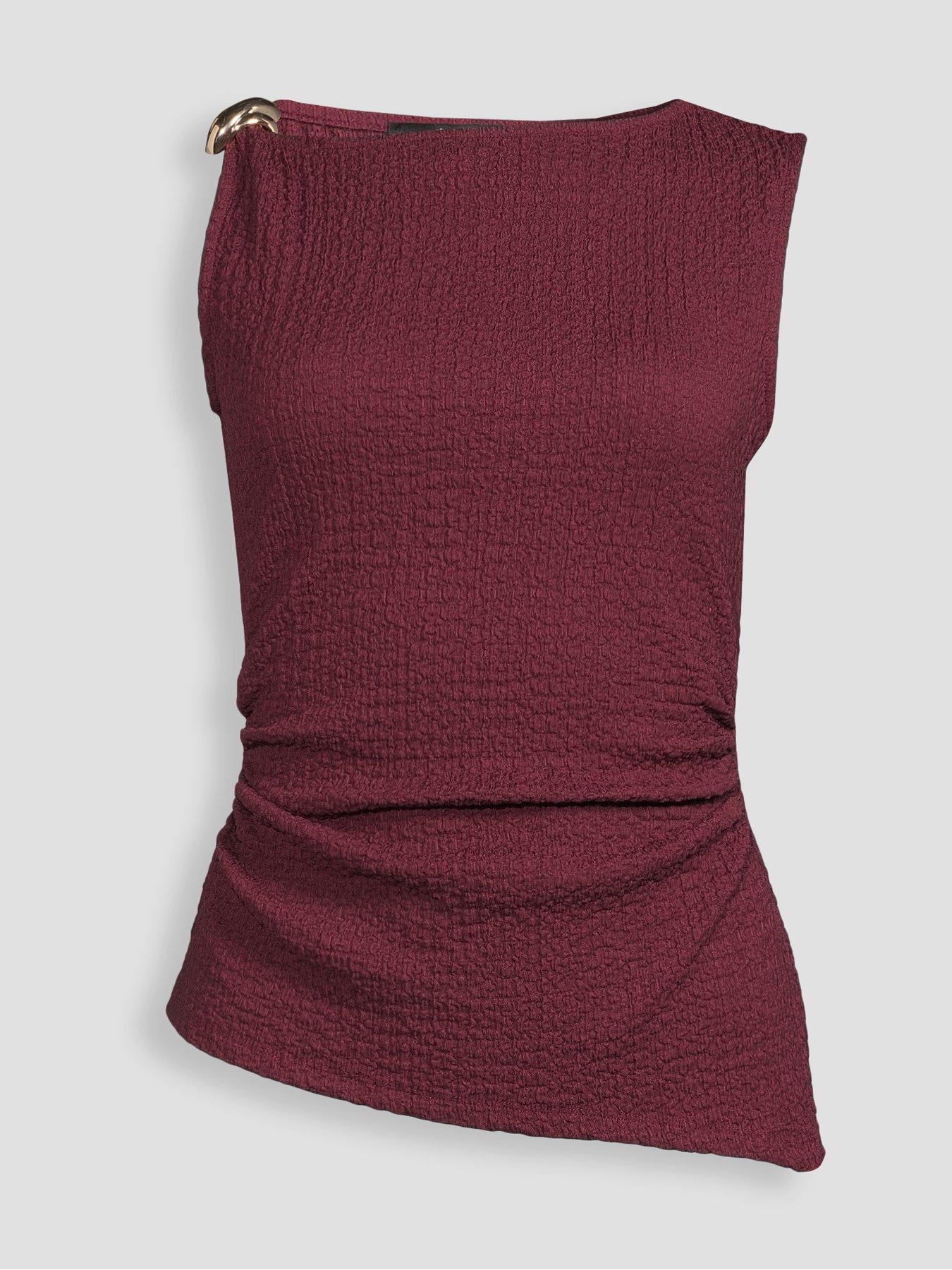 Image 7 of 7 of The Very Collection Shoulder Trim Textured Top - Maroon