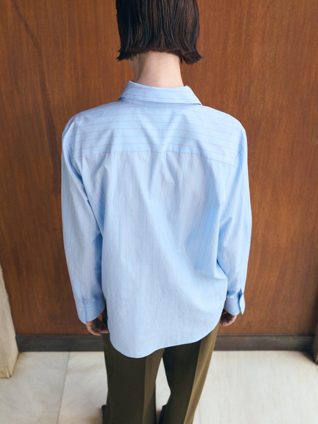 Image 2 of 6 of Mango Cotton And Lyocell Blend Straight Shirt - Blue