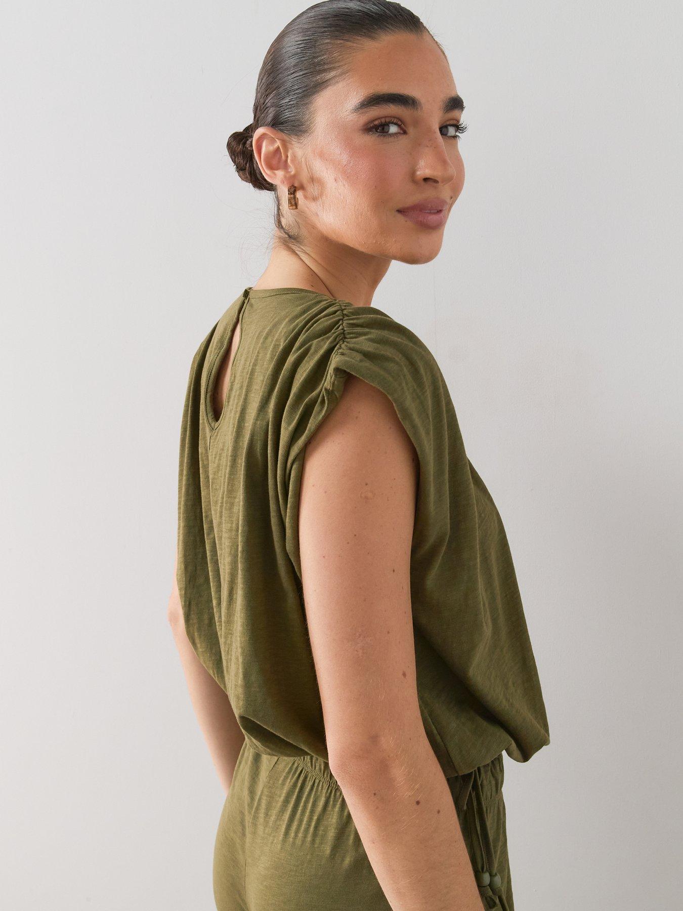 Image 2 of 7 of The Very Collection Elasticated Waist T-Shirt Co-Ord - Khaki