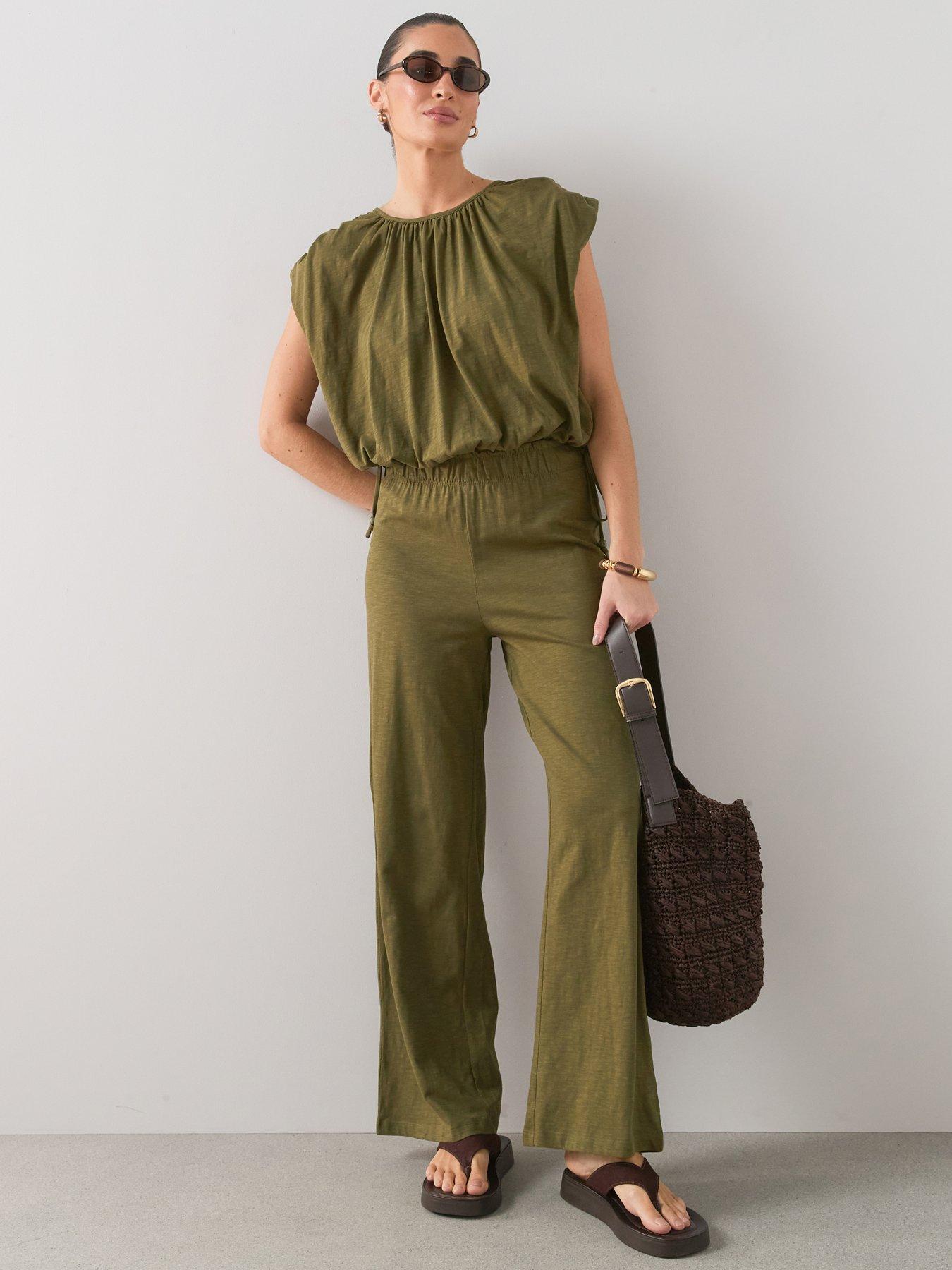 Image 3 of 7 of The Very Collection Elasticated Waist T-Shirt Co-Ord - Khaki