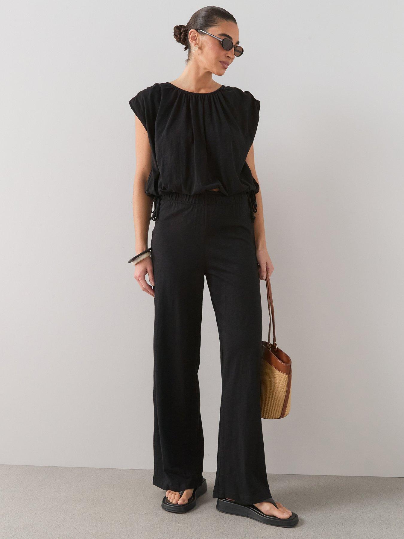 The Very Collection Casual Wide Leg Trousers Co-Ord - Black
