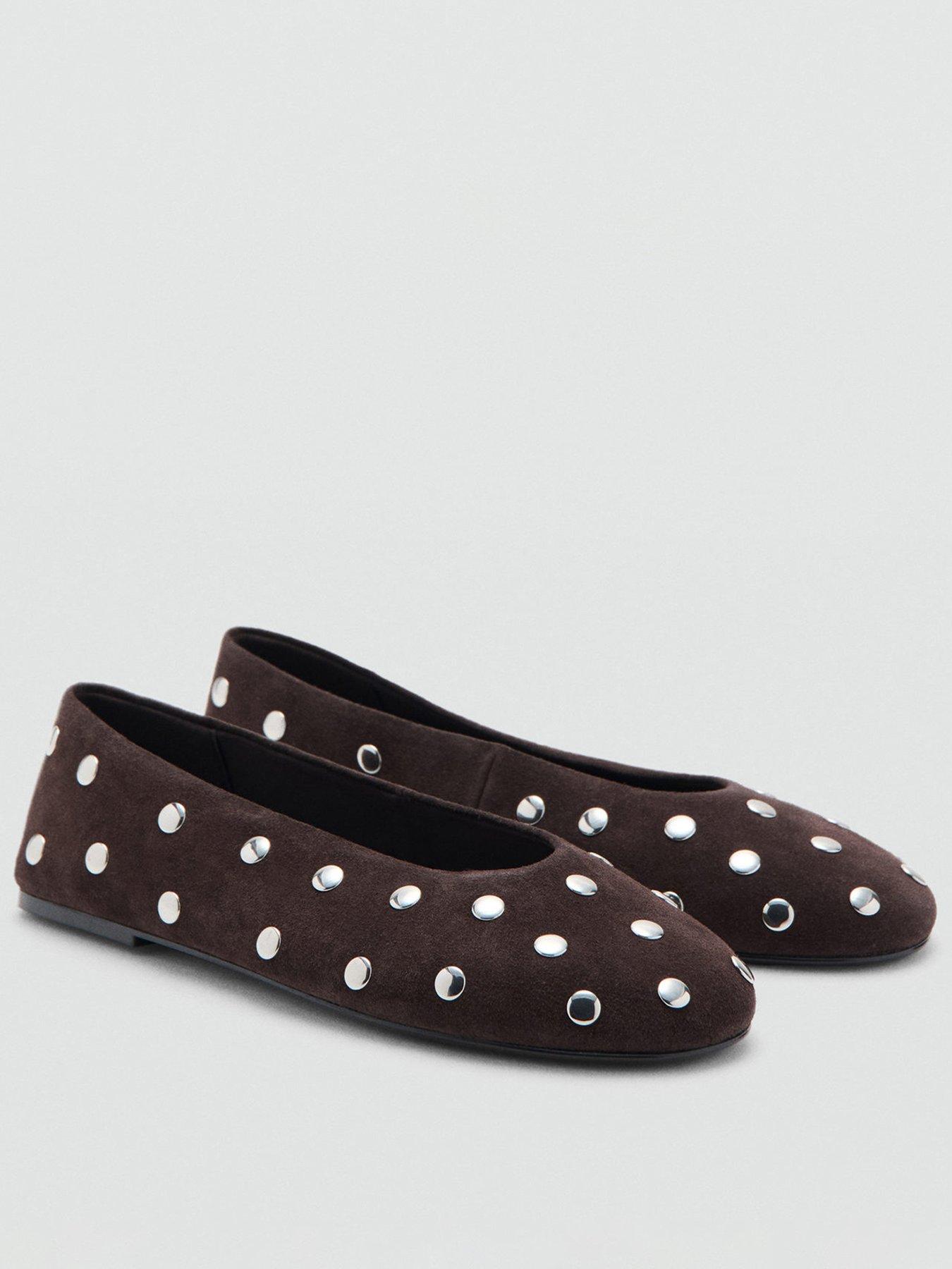 Mango Studded Ballet Flats With Studs - Brown