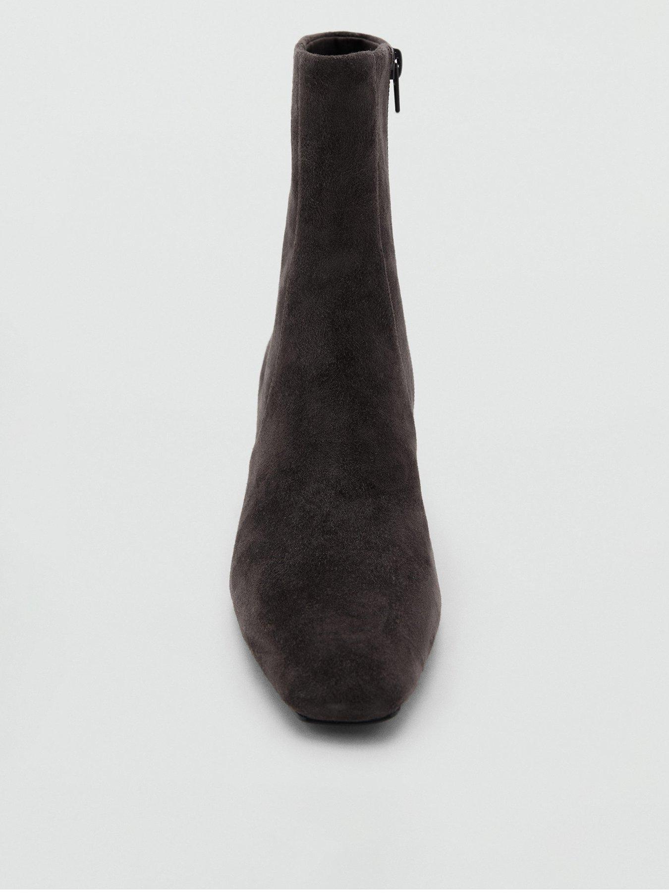 Image 2 of 6 of Mango Suede Ankle Boots With Block Heel - Grey