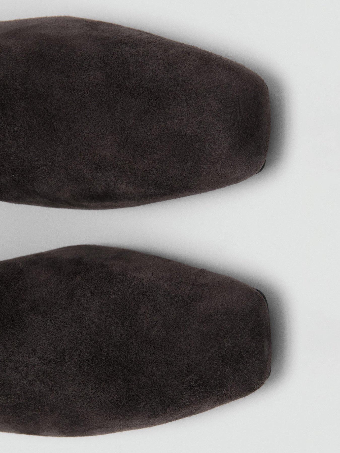 Image 4 of 6 of Mango Suede Ankle Boots With Block Heel - Grey