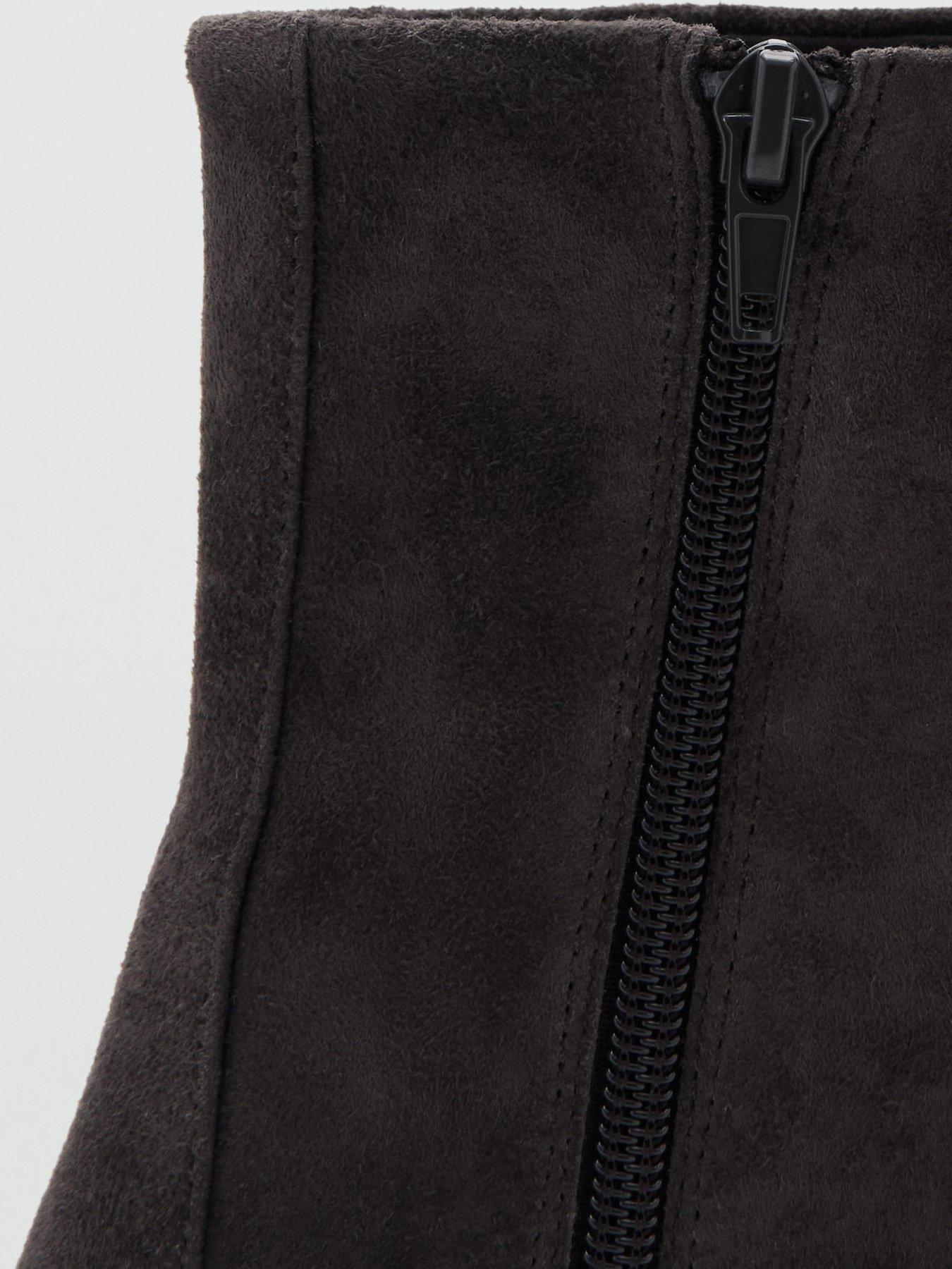 Image 5 of 6 of Mango Suede Ankle Boots With Block Heel - Grey