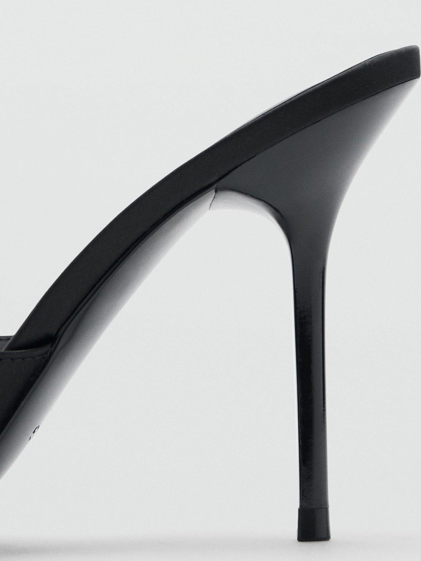 Image 4 of 4 of Mango High Heeled Satin Sandal - Black