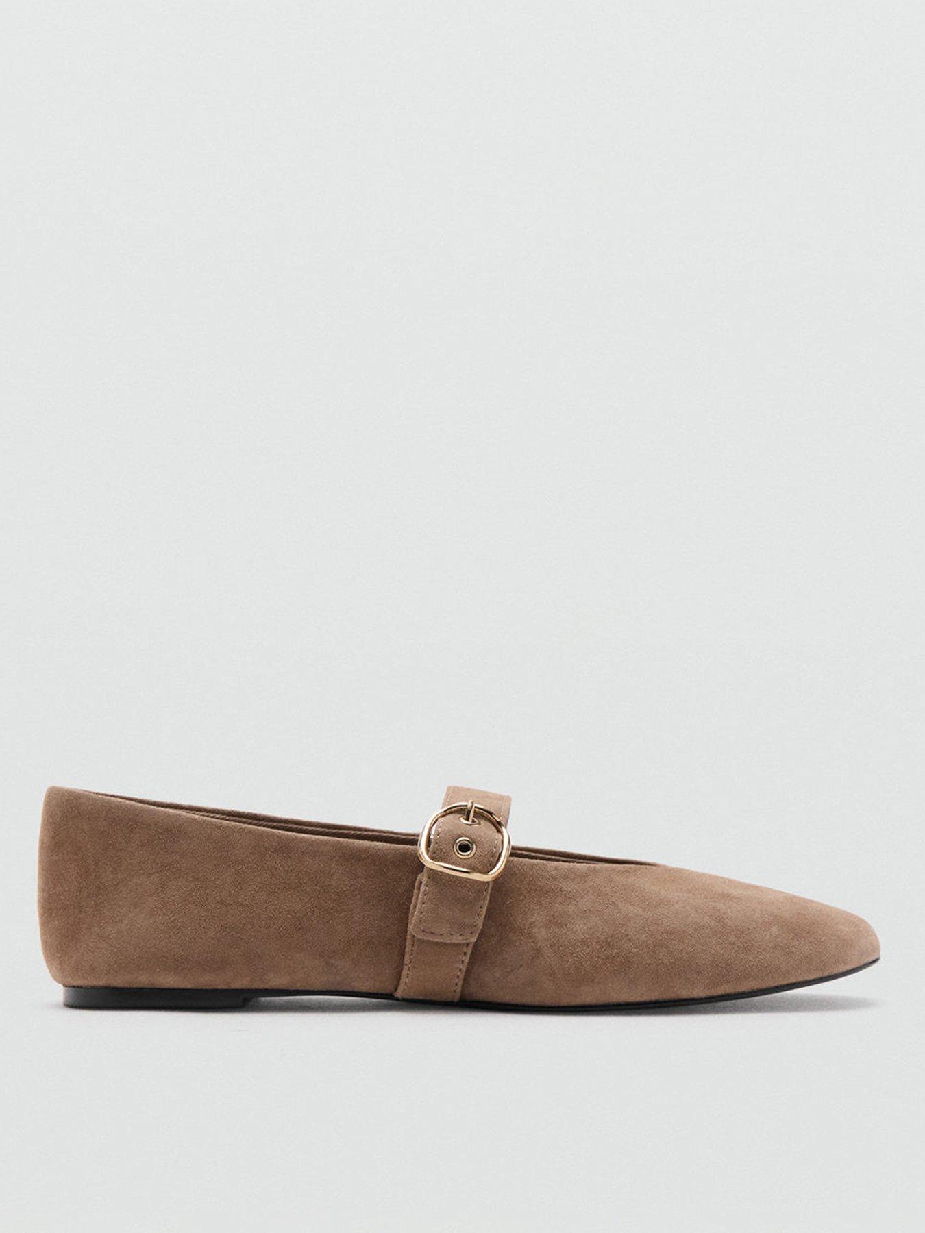 Image 2 of 5 of Mango Suede Leather Ballet Flats - Brown