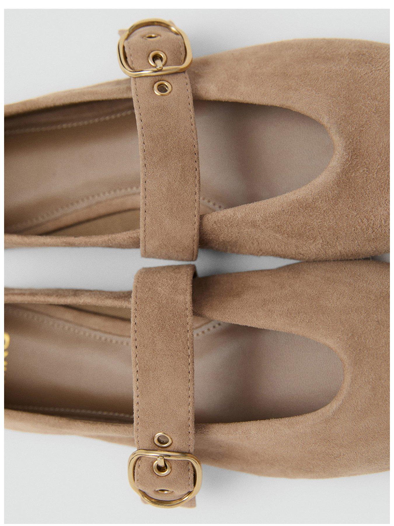 Image 4 of 5 of Mango Suede Leather Ballet Flats - Brown