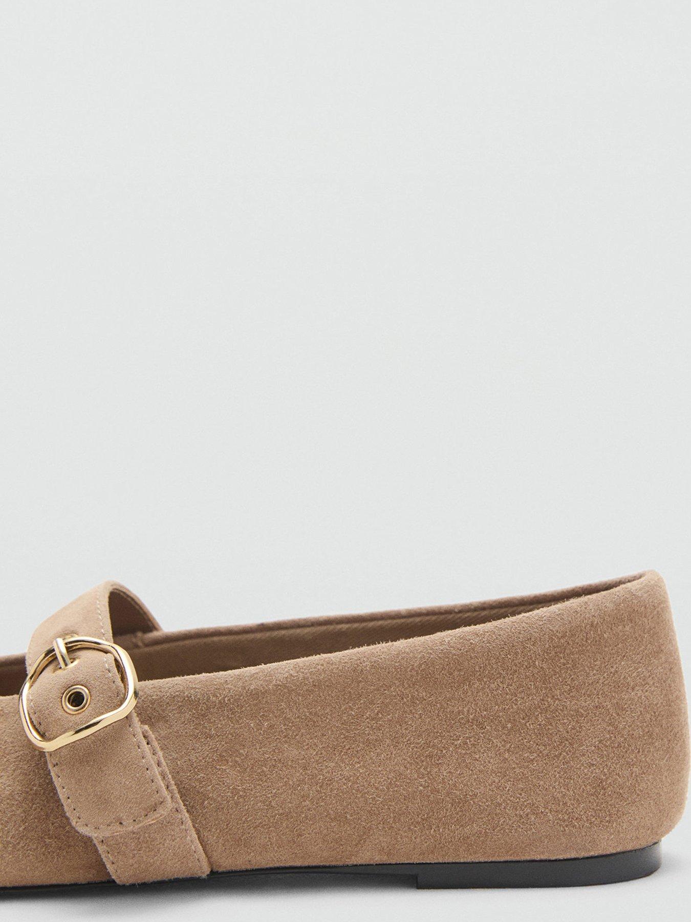 Image 5 of 5 of Mango Suede Leather Ballet Flats - Brown