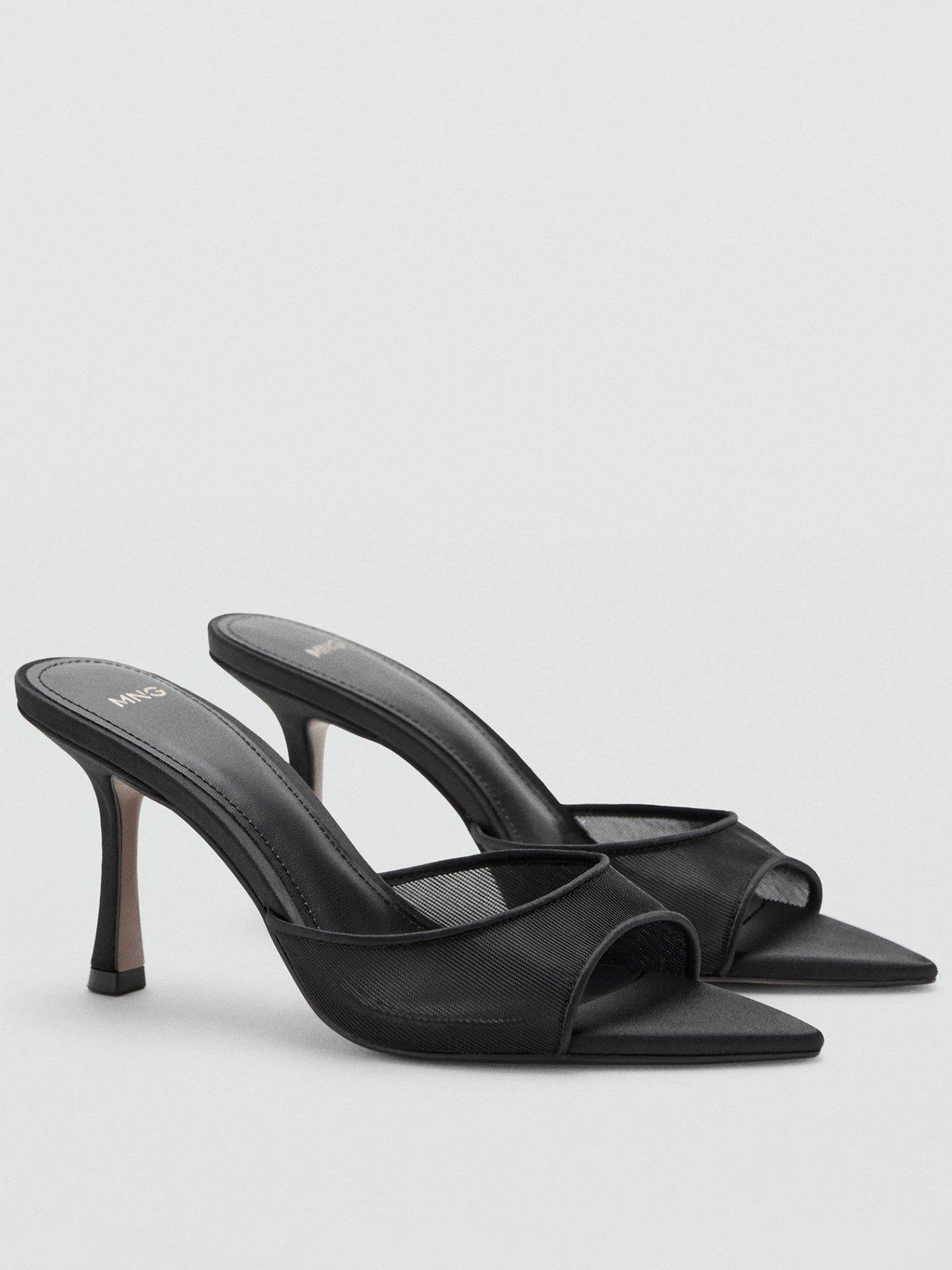 Mango Pointed Heel Sandals - Black