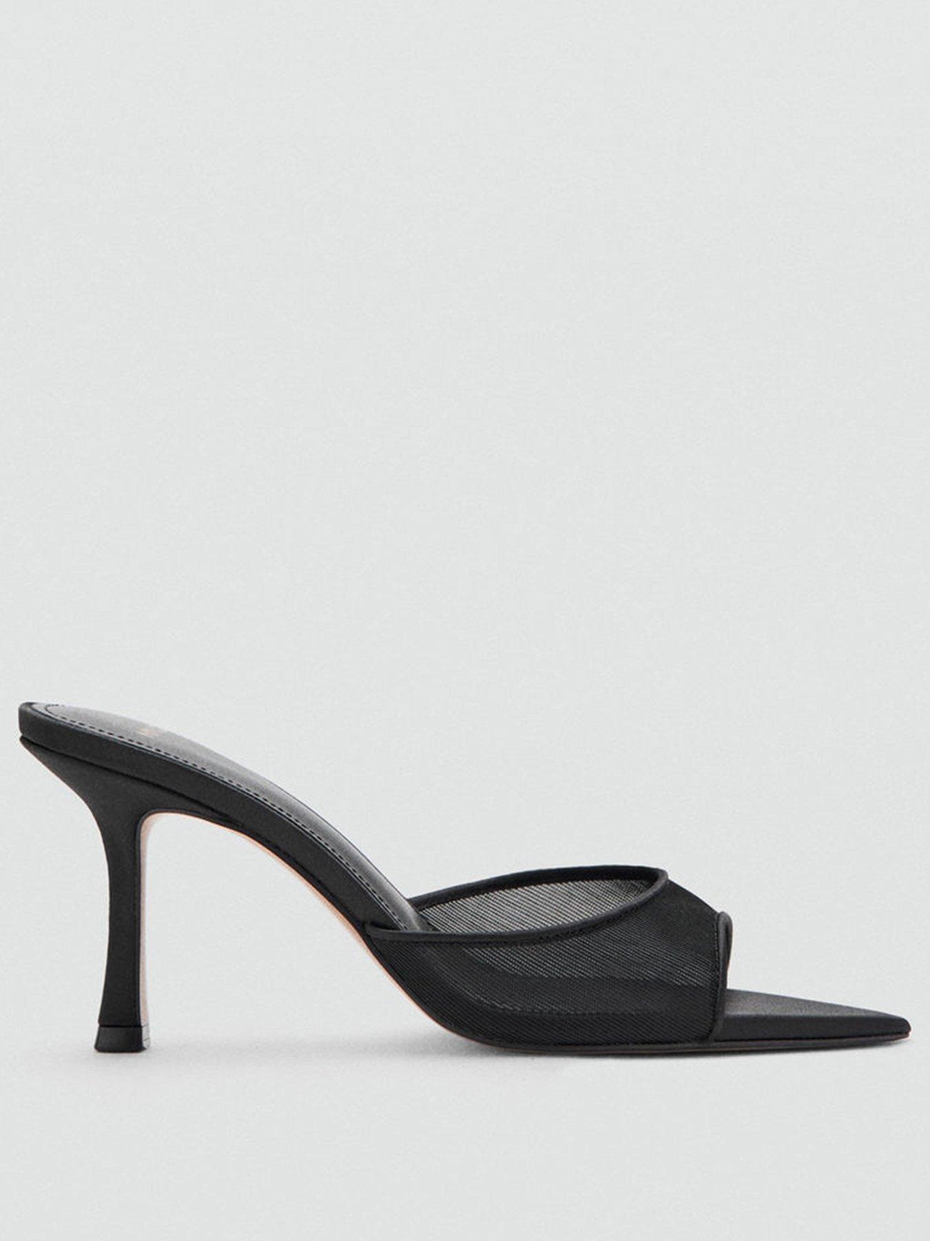 Image 2 of 5 of Mango Pointed Heel Sandals - Black