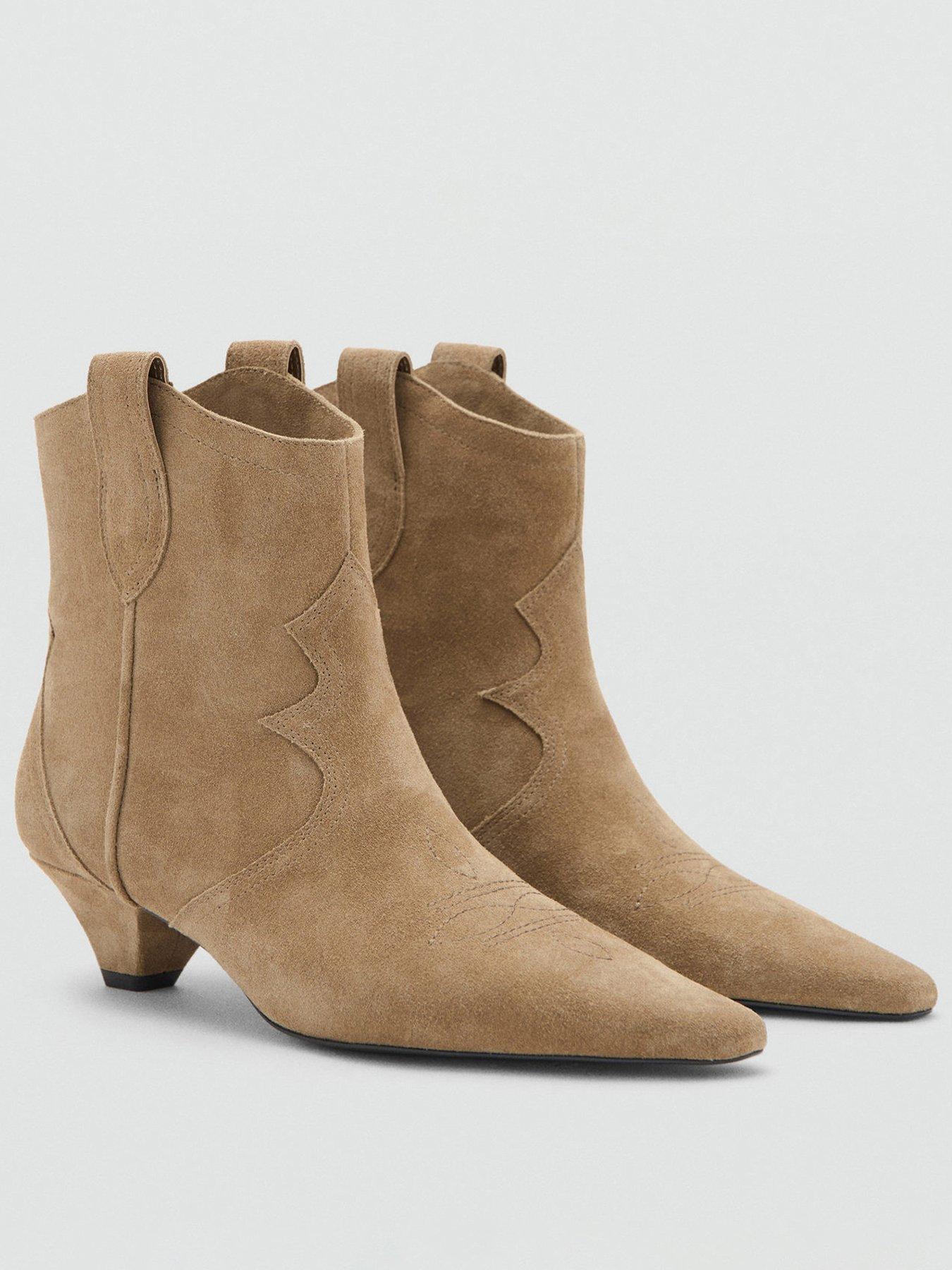 image of mango-suede-ankle-boot-with-kitten-heel-brown