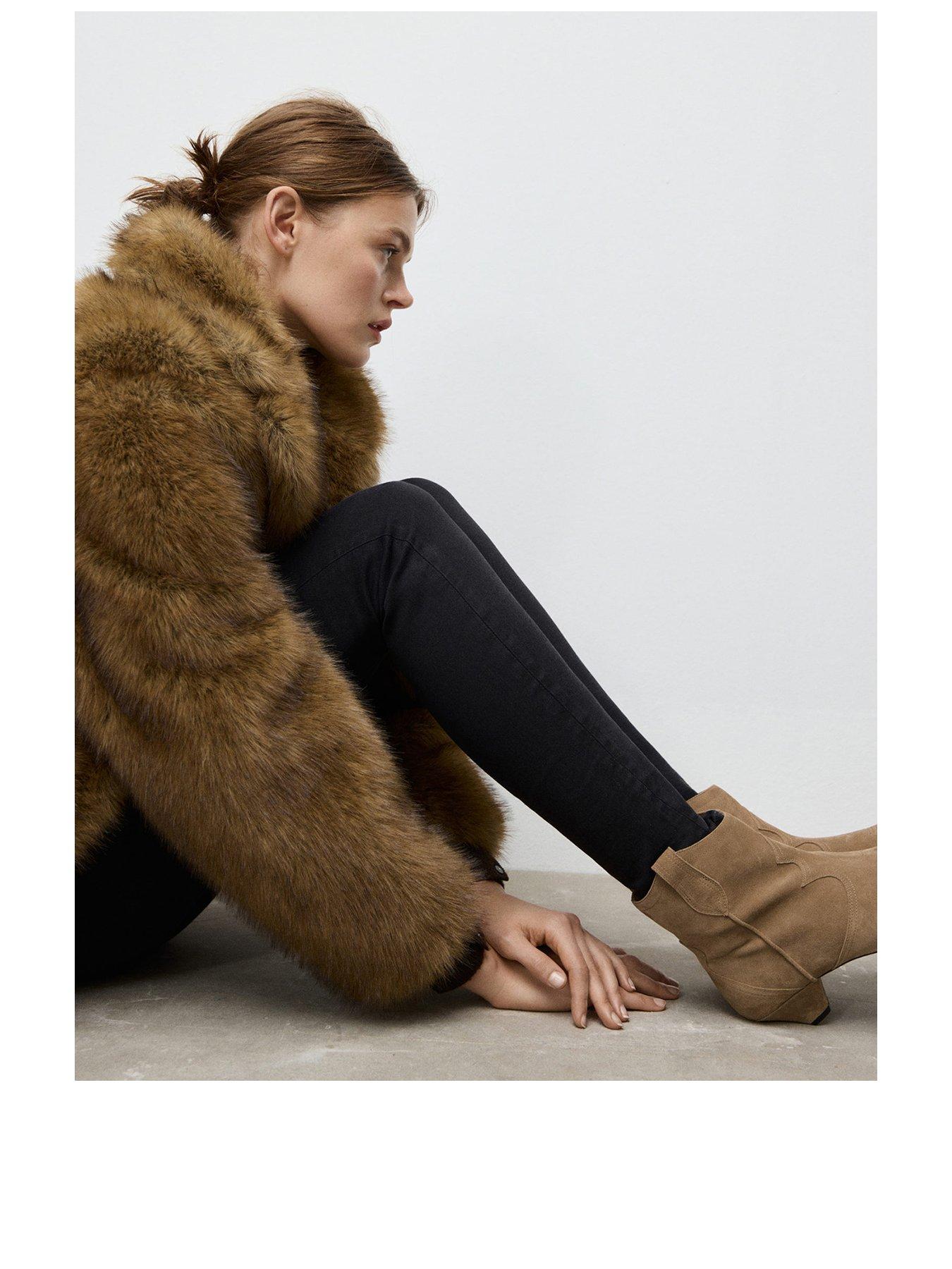  image of mango-suede-ankle-boot-with-kitten-heel-brown
