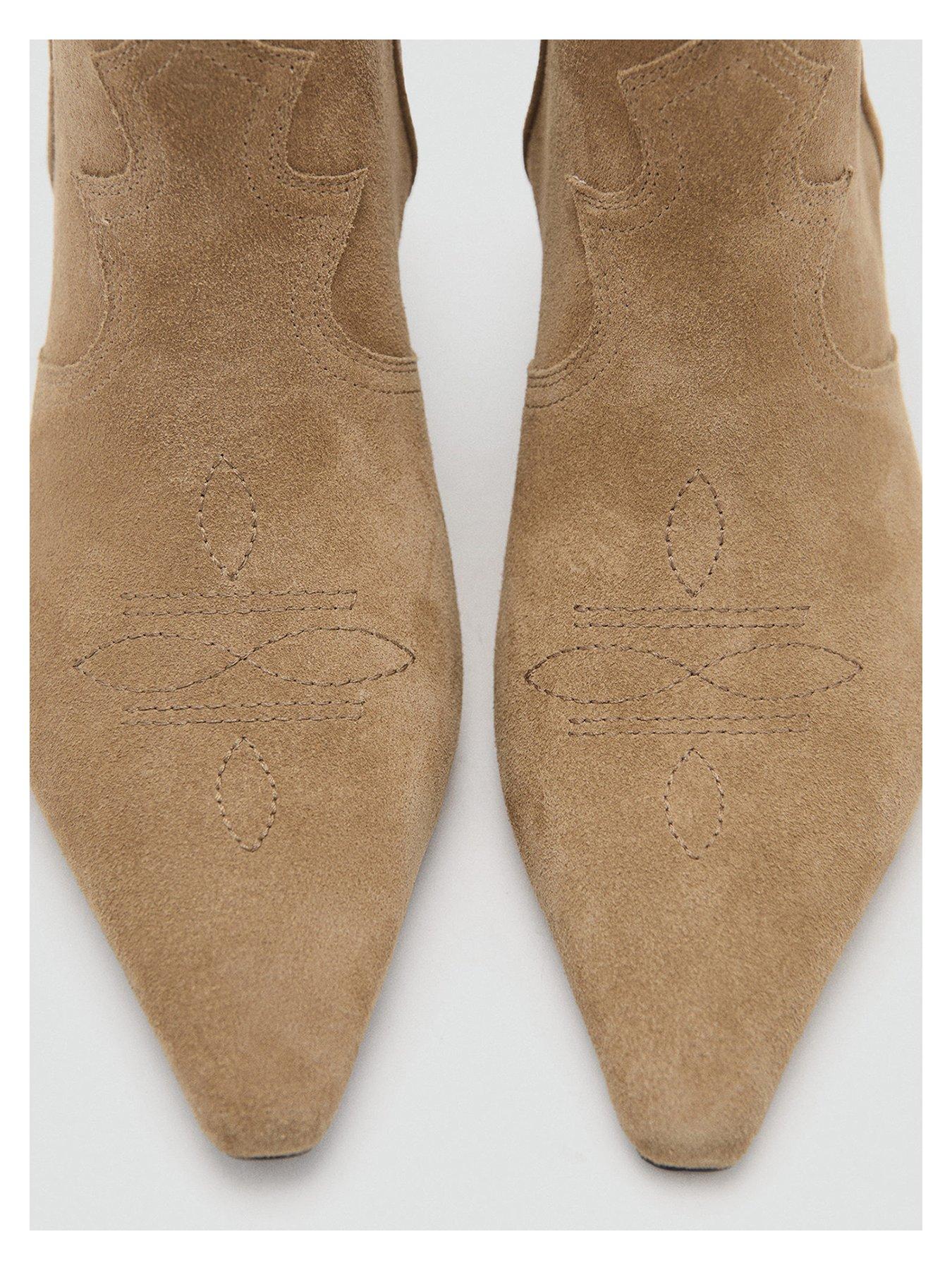  image of mango-suede-ankle-boot-with-kitten-heel-brown