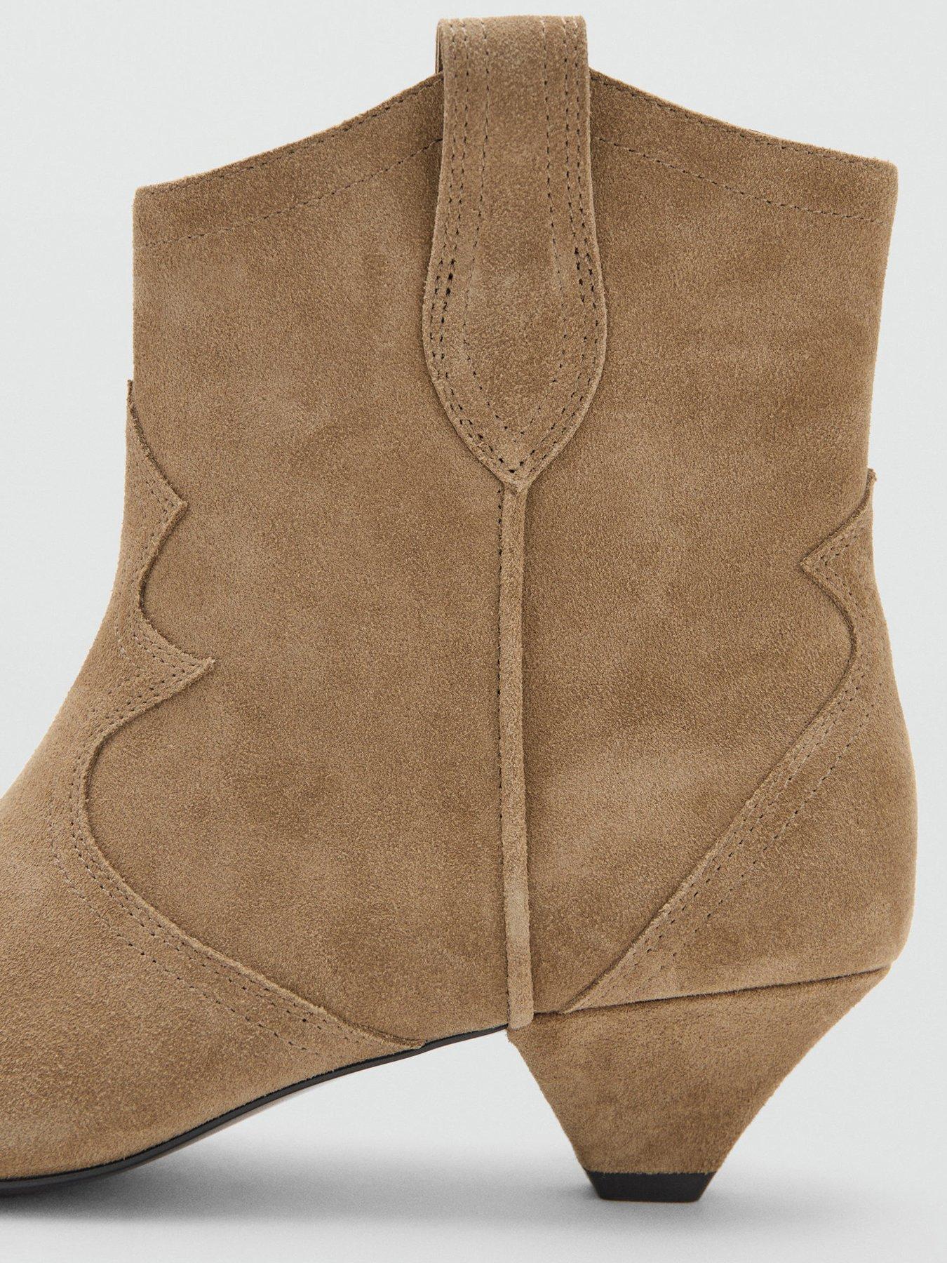  image of mango-suede-ankle-boot-with-kitten-heel-brown