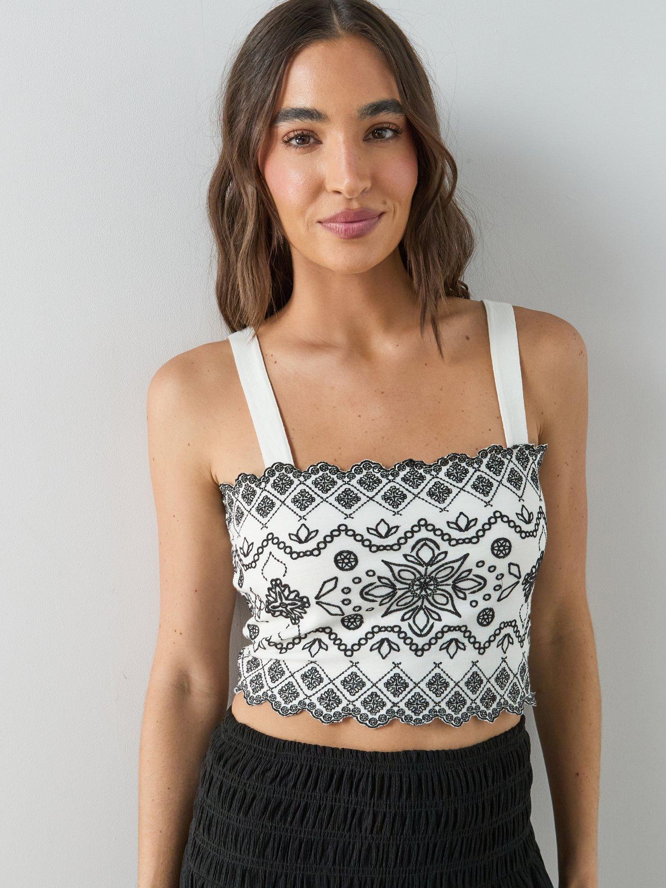The Very Collection Embroidered Cami Top - Mono