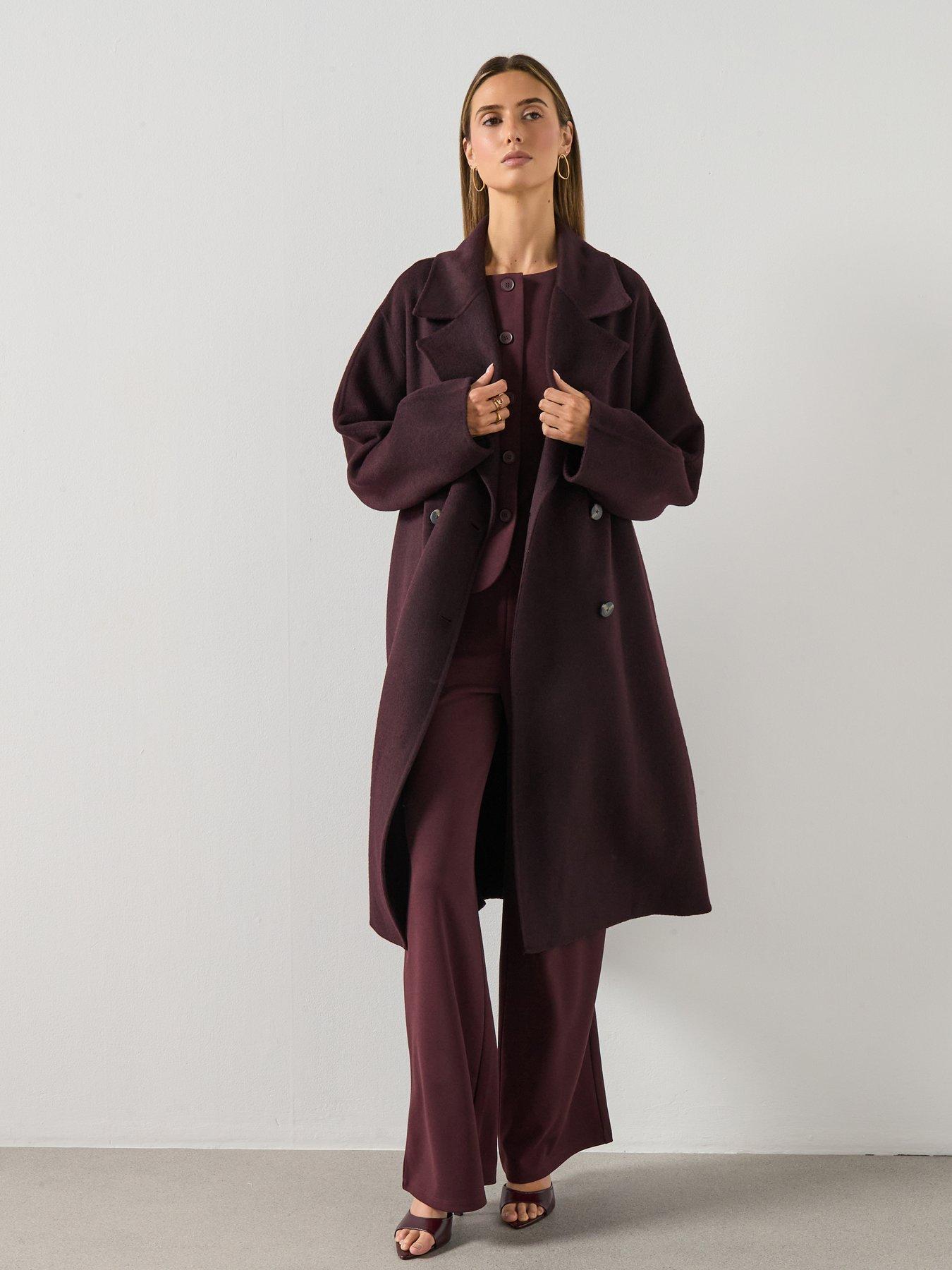 Image 4 of 4 of Mango Wide Leg Trousers - Burgundy