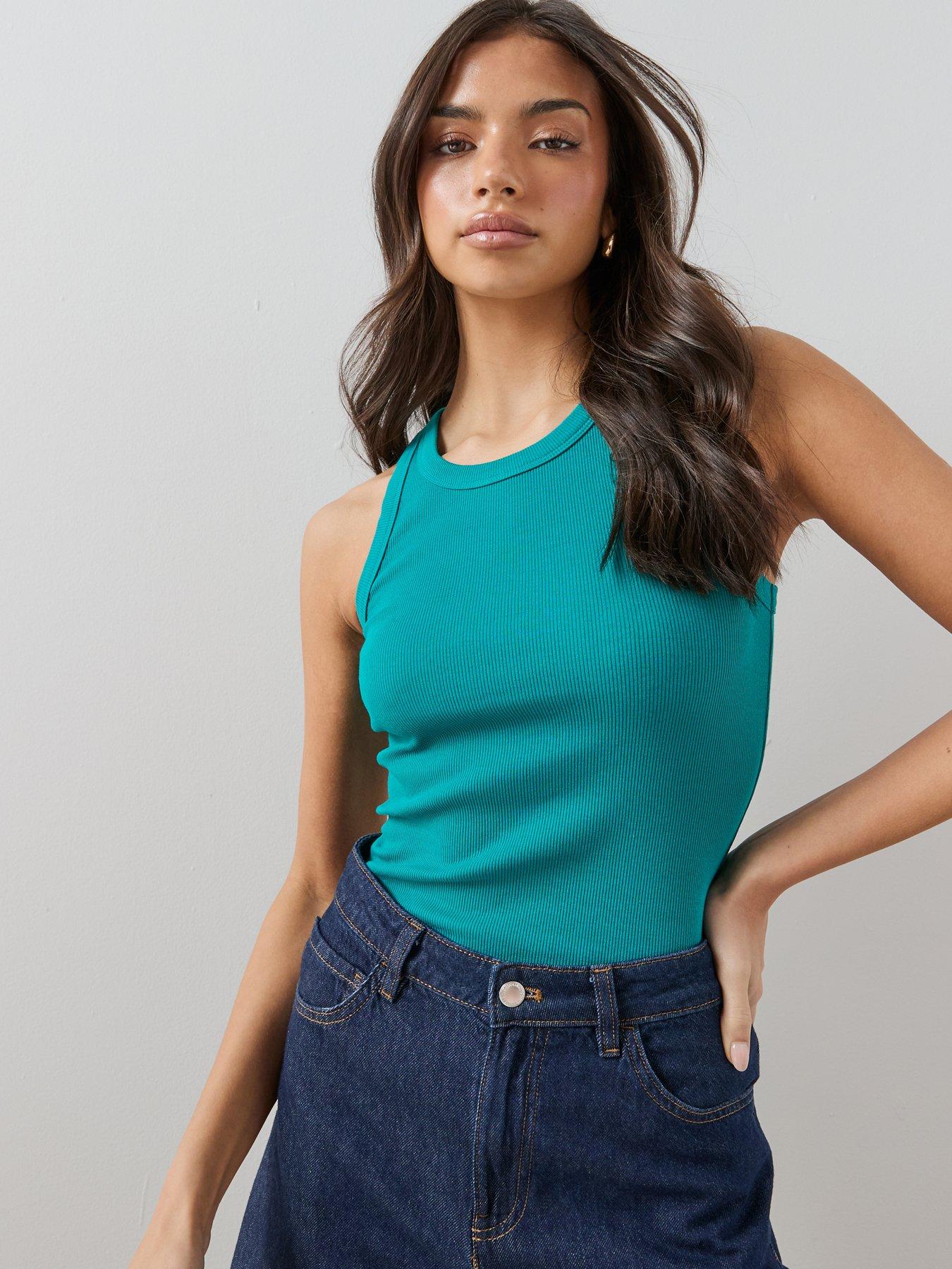 The Very Collection Rib Racer Vest - Turquoise