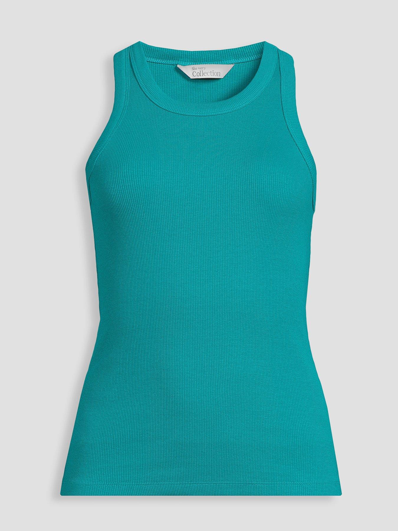 Image 7 of 7 of The Very Collection Rib Racer Vest - Turquoise