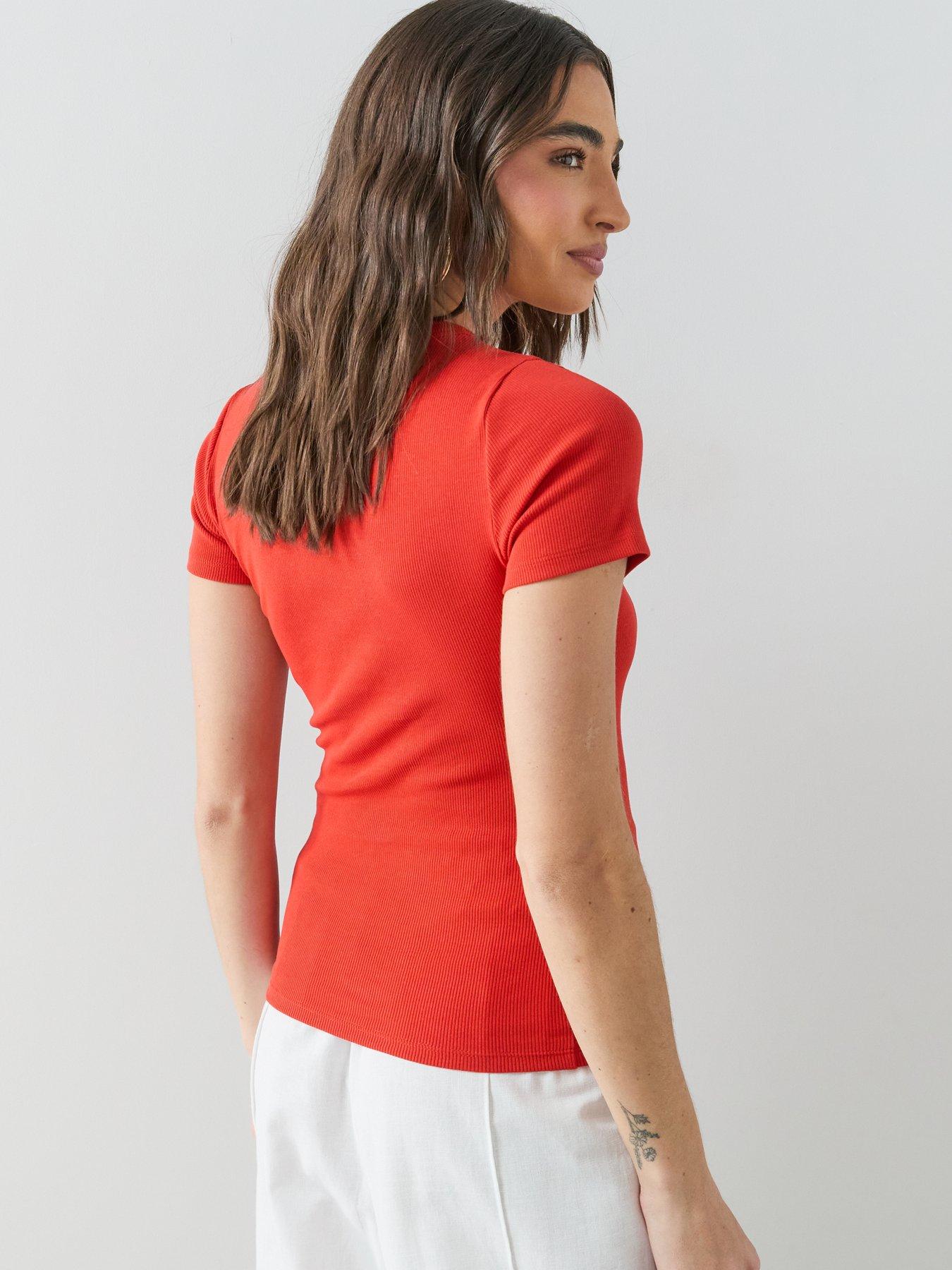Image 2 of 7 of The Very Collection Stretch Rib T-Shirt - Red