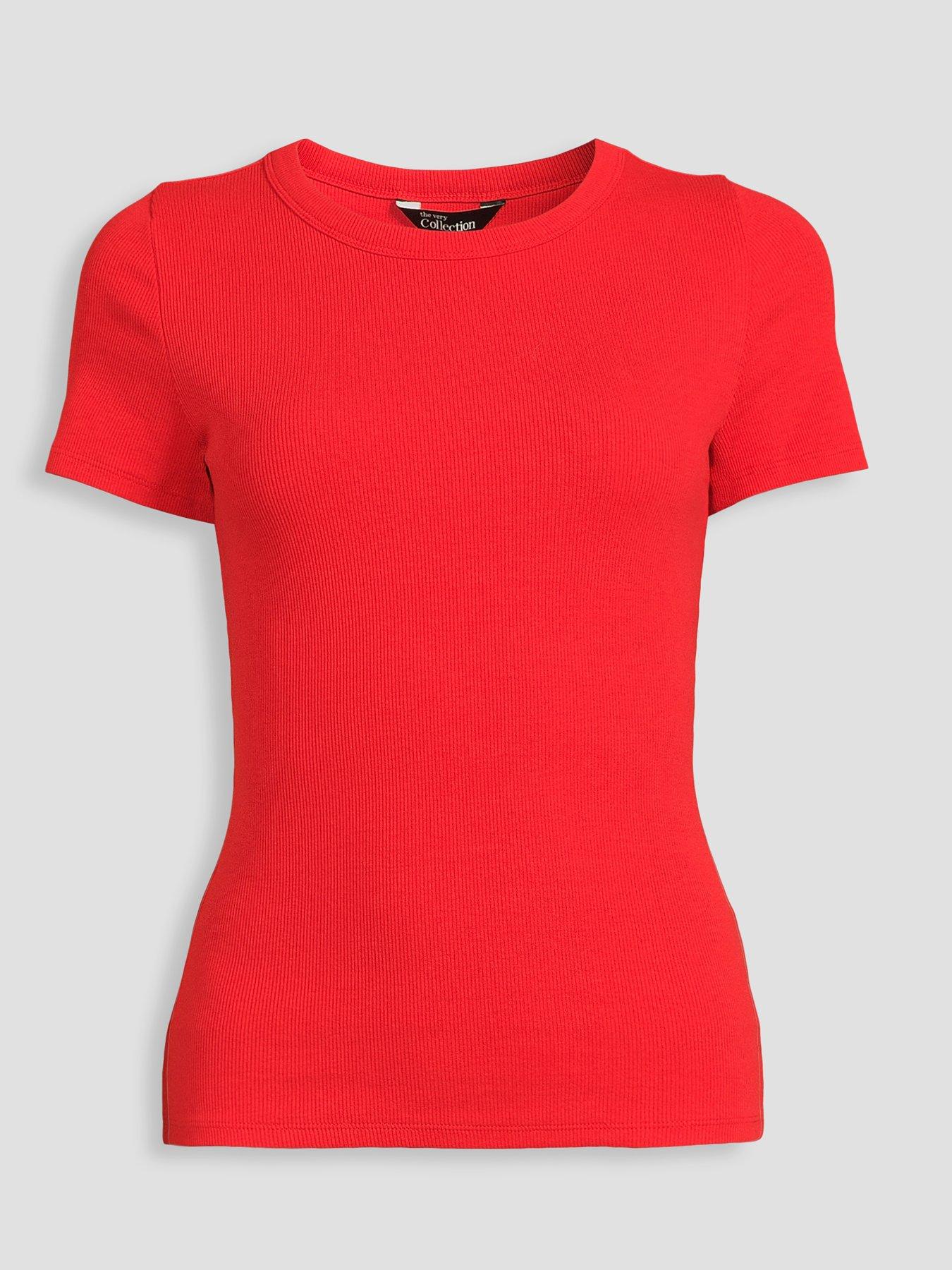 Image 7 of 7 of The Very Collection Stretch Rib T-Shirt - Red