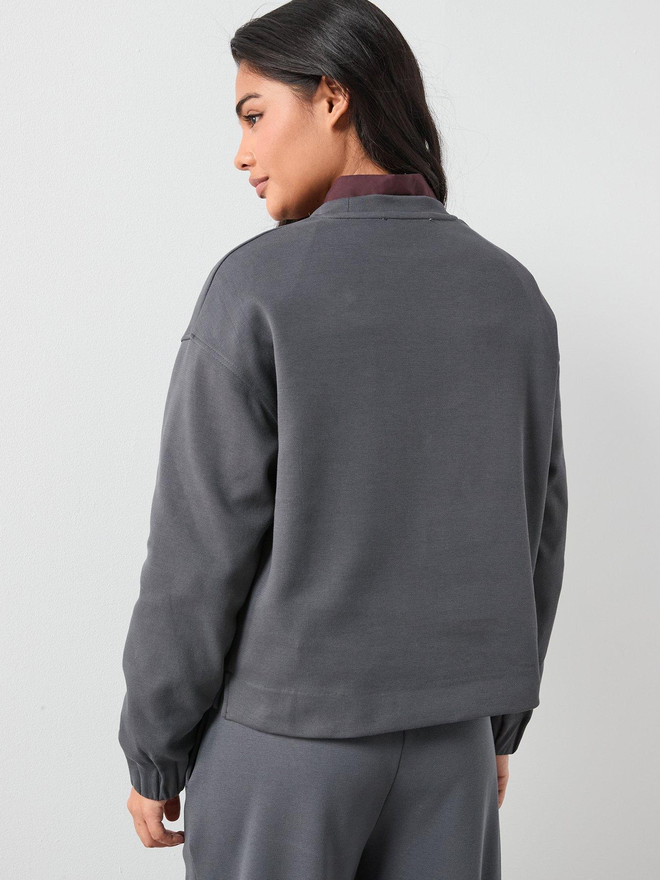  image of mango-ruched-sleeve-sweatshirt-blue