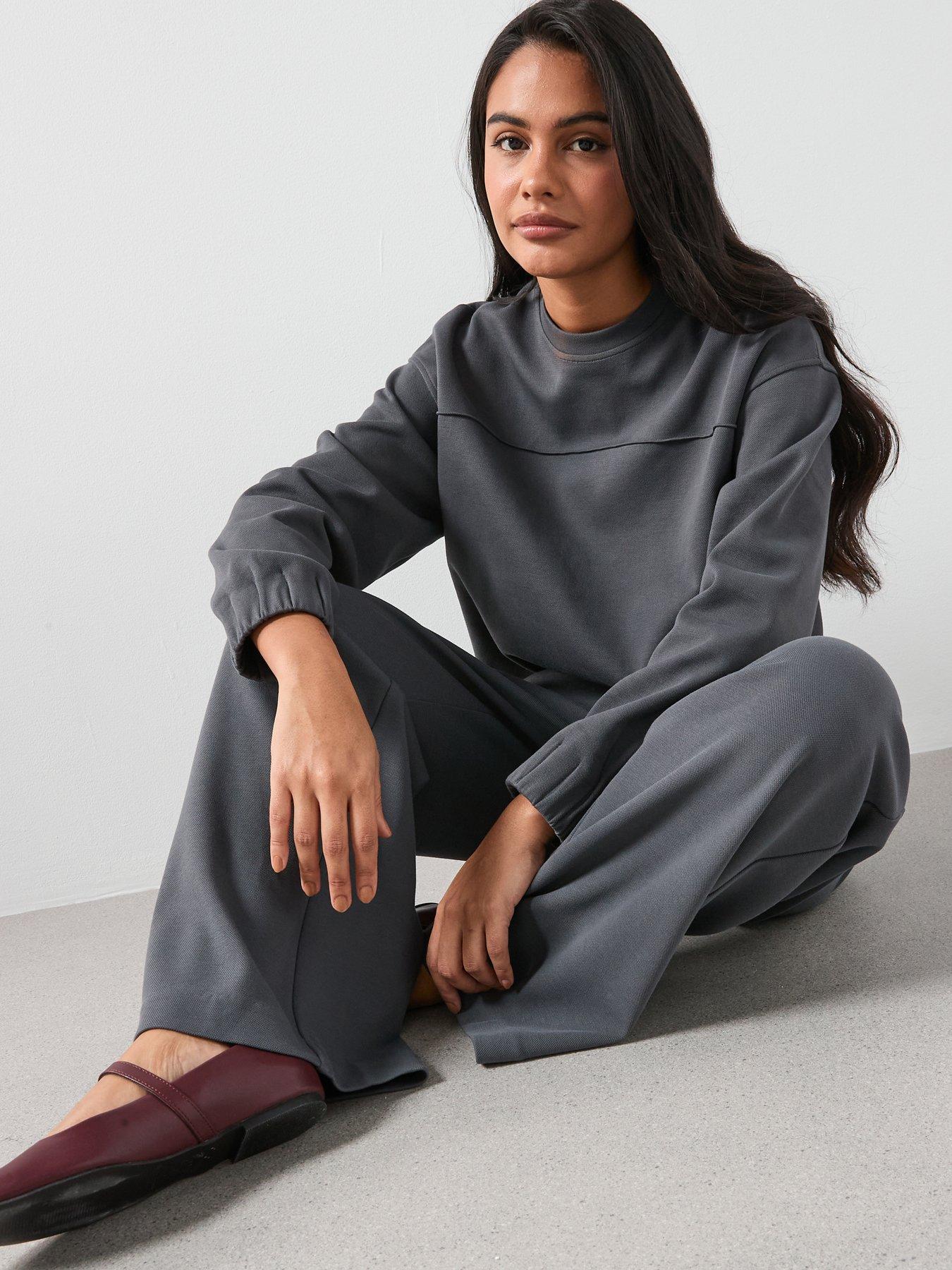  image of mango-ruched-sleeve-sweatshirt-blue