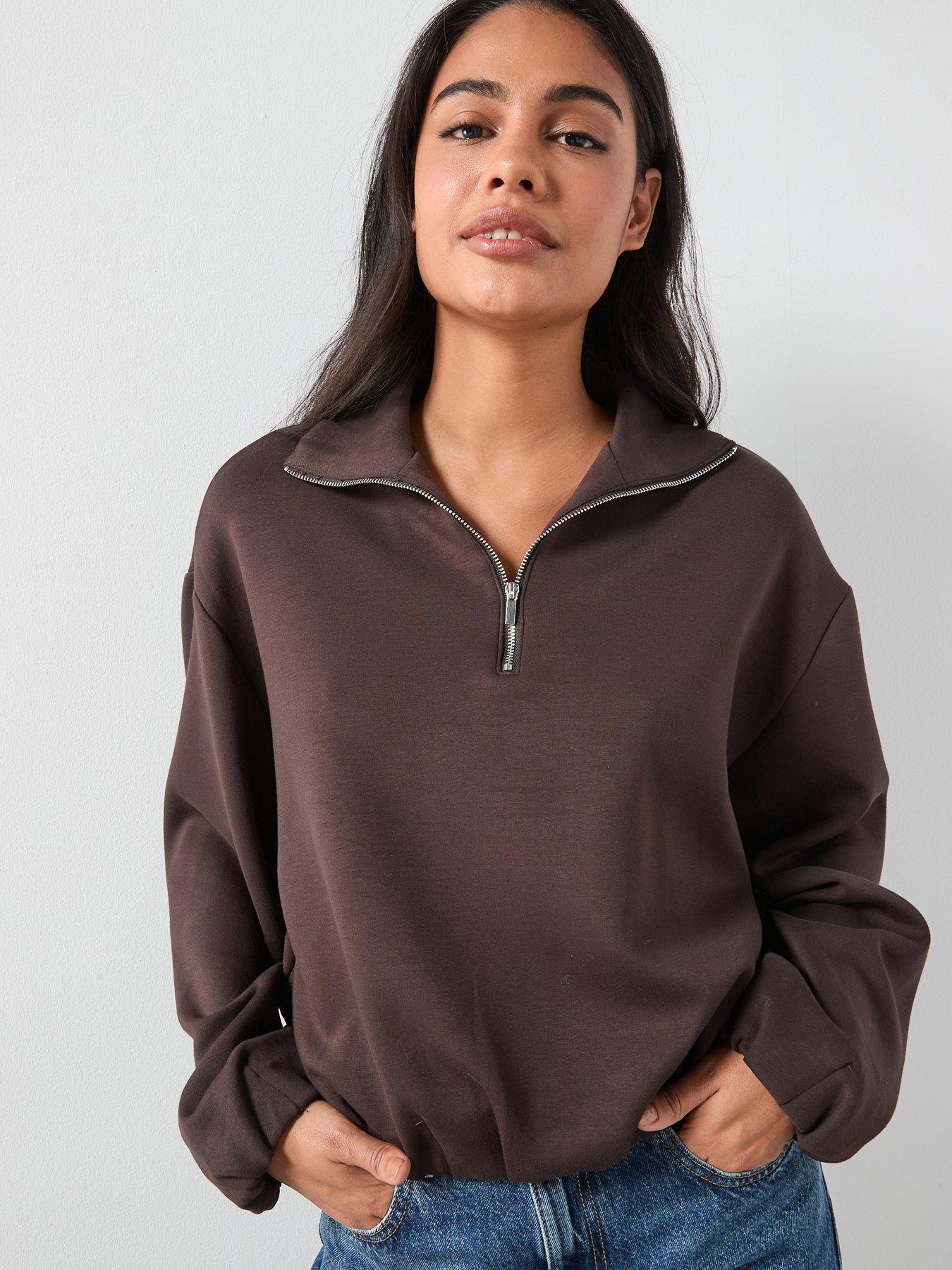 Mango Balloon Sweatshirt with High Collar - Brown