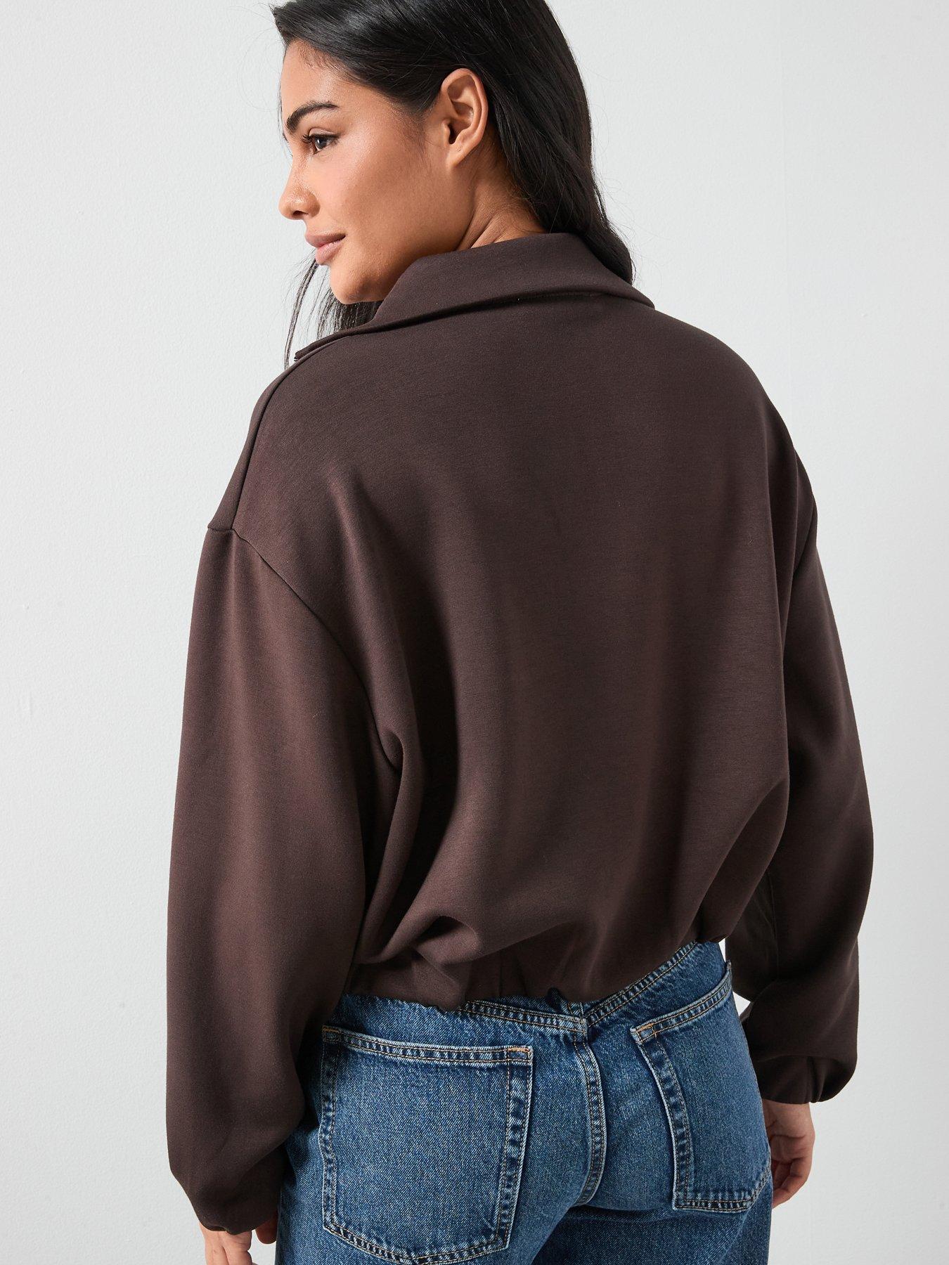 stillFront image of mango-balloon-sweatshirt-with-high-collar-brown