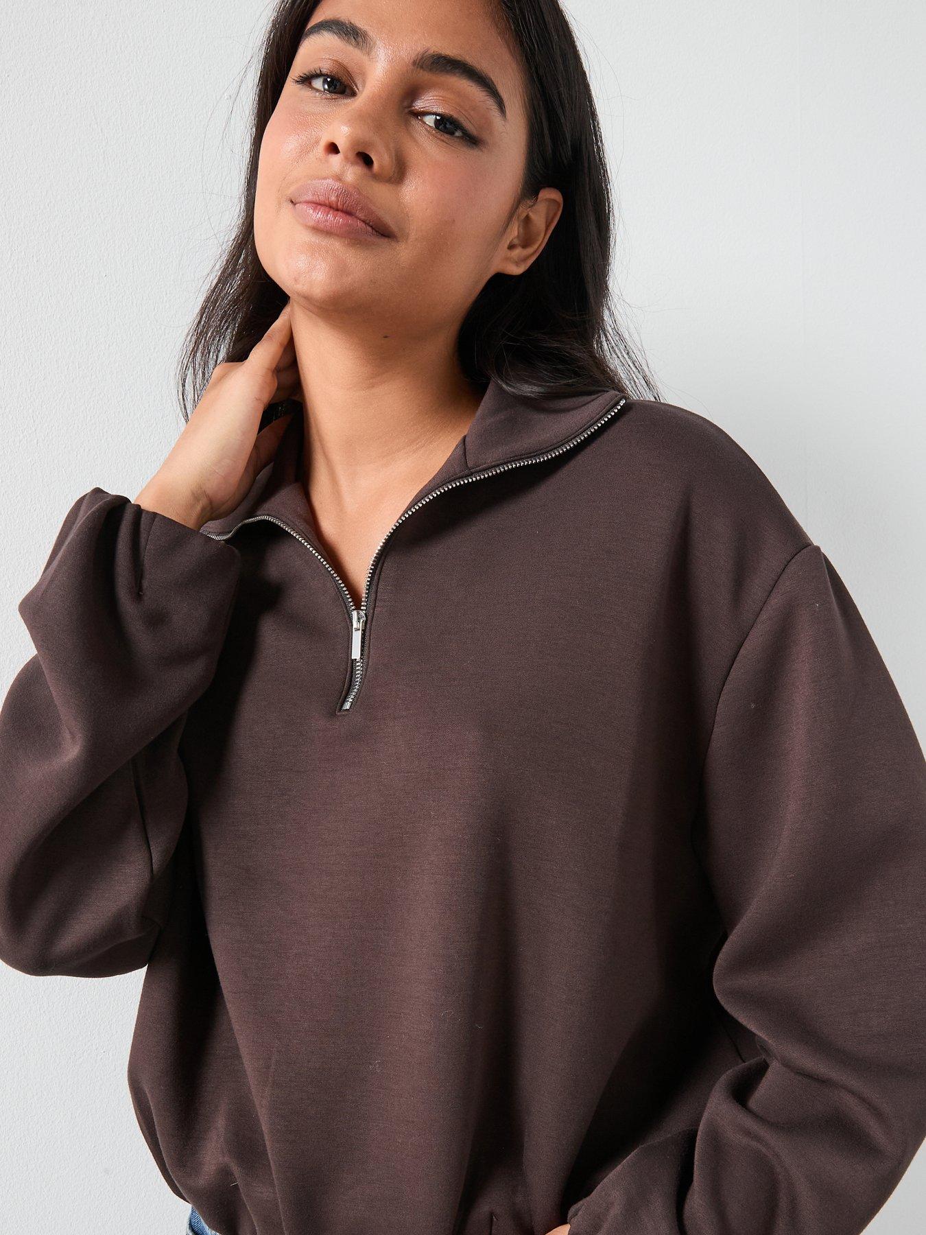  image of mango-balloon-sweatshirt-with-high-collar-brown