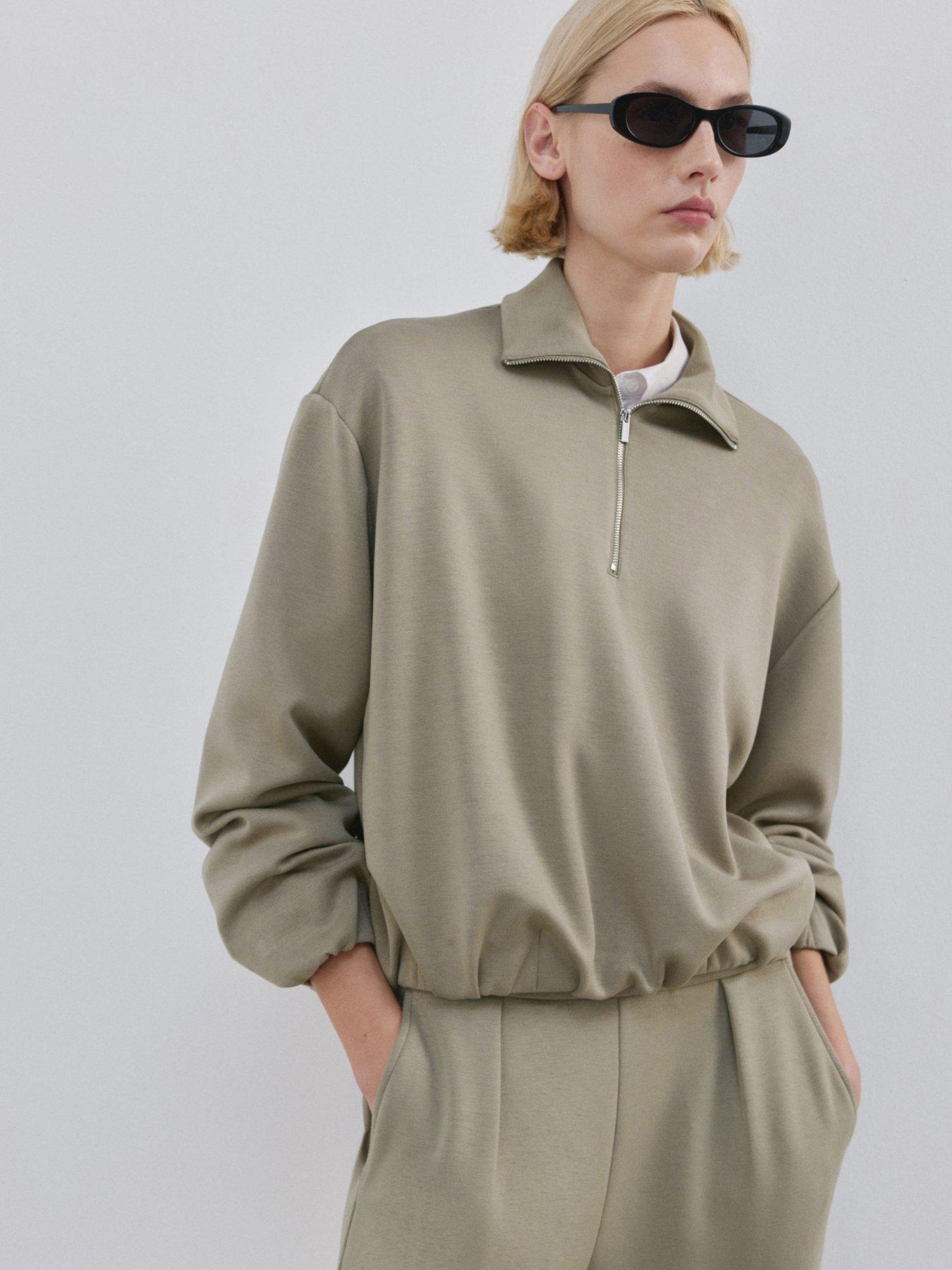  image of mango-balloon-sweatshirt-with-high-collar-khaki