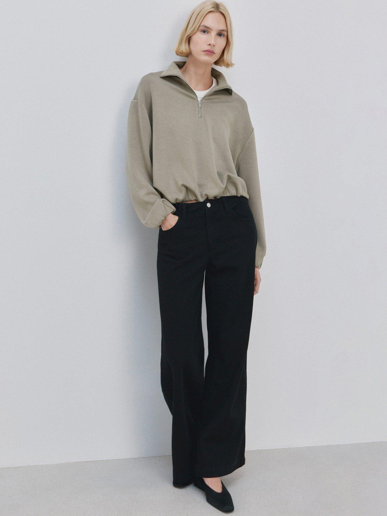  image of mango-balloon-sweatshirt-with-high-collar-khaki