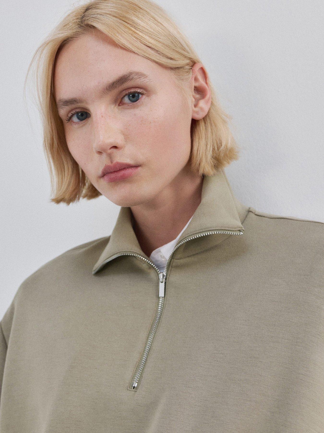  image of mango-balloon-sweatshirt-with-high-collar-khaki