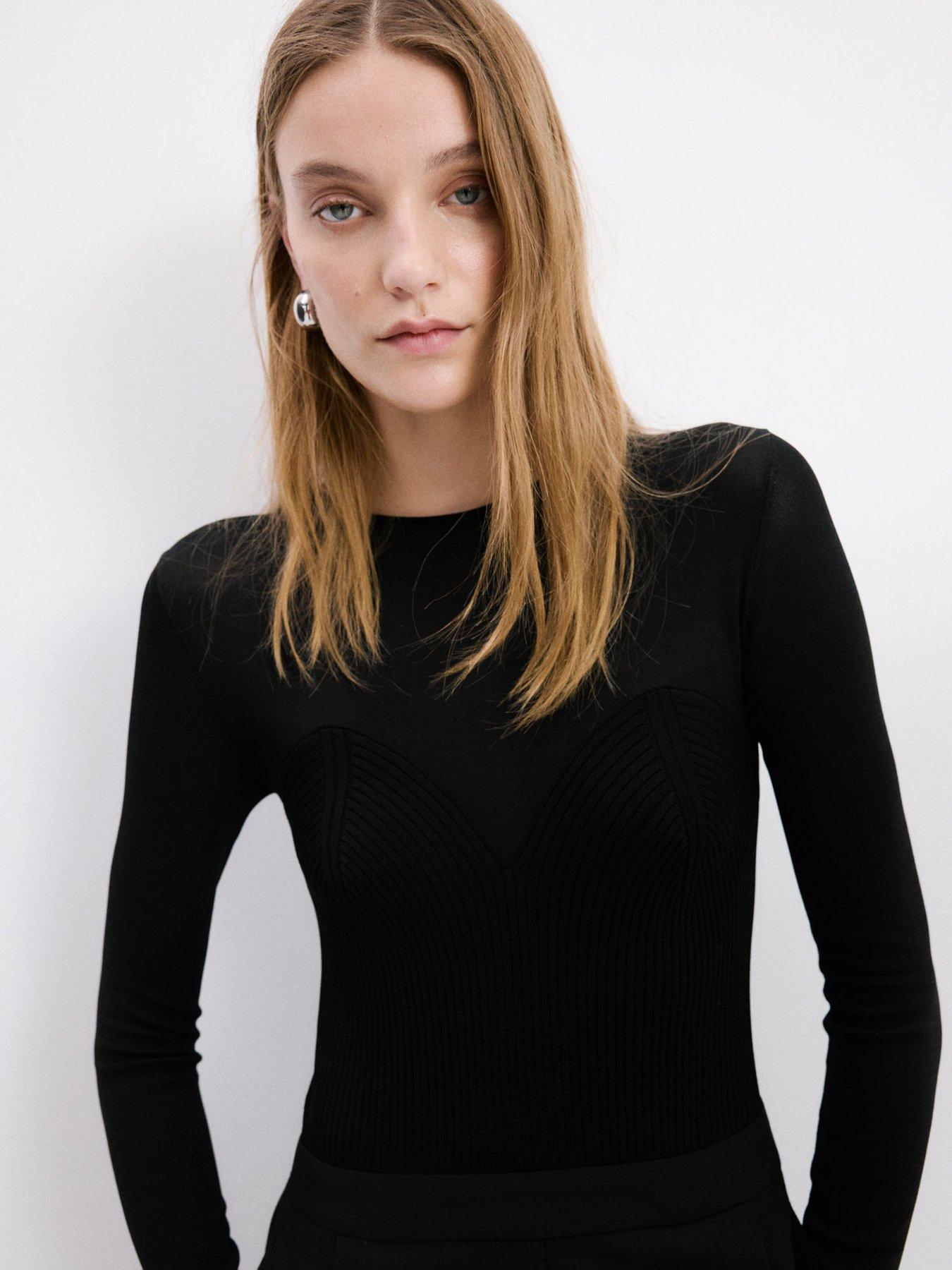  image of mango-jumpsuit-style-coordinated-outfit-black-beige