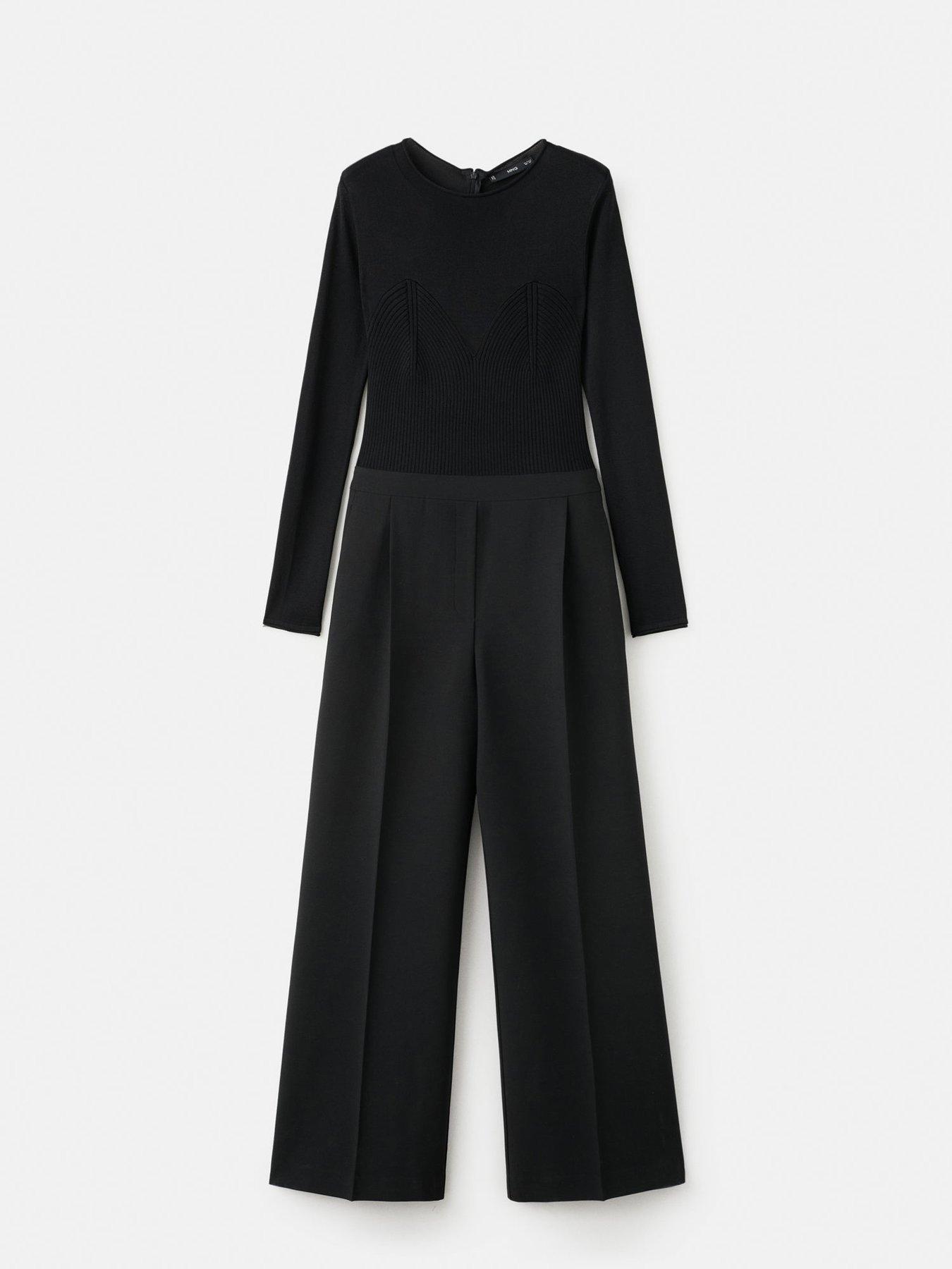 image of mango-jumpsuit-style-coordinated-outfit-black-beige