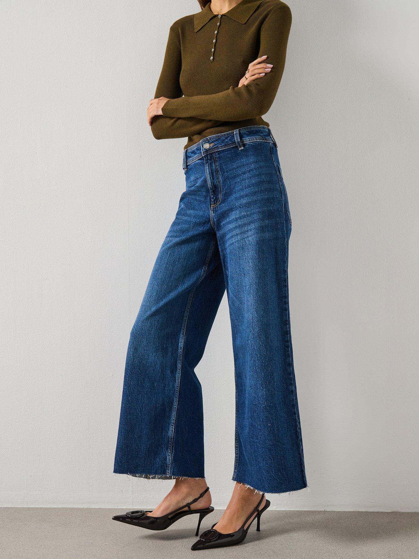 Image 4 of 6 of Mango Catherin Culotte High Rise Jeans - Blue