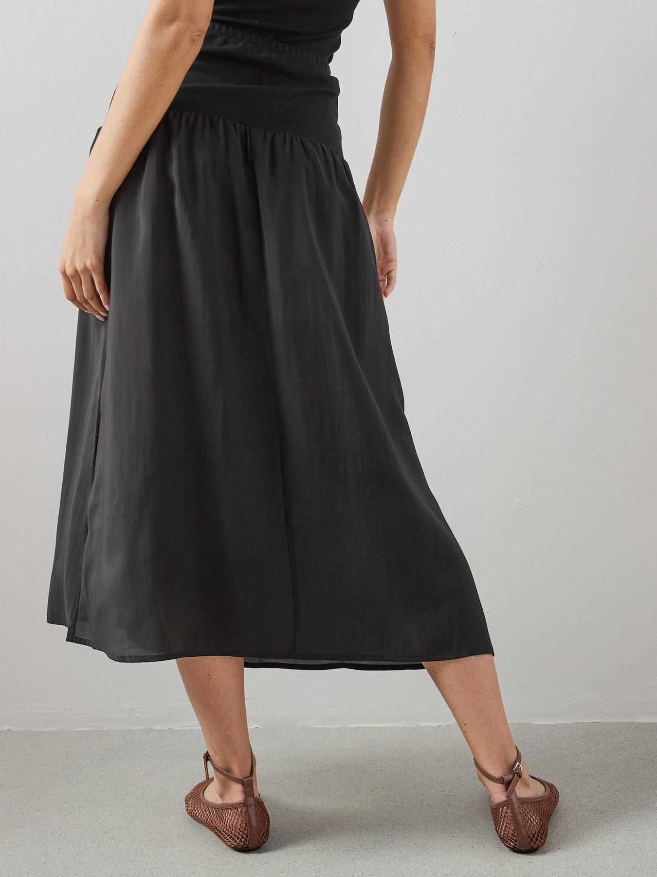 Image 2 of 6 of The Very Collection Drop Hem Maxi Skirt Co-Ord - Black