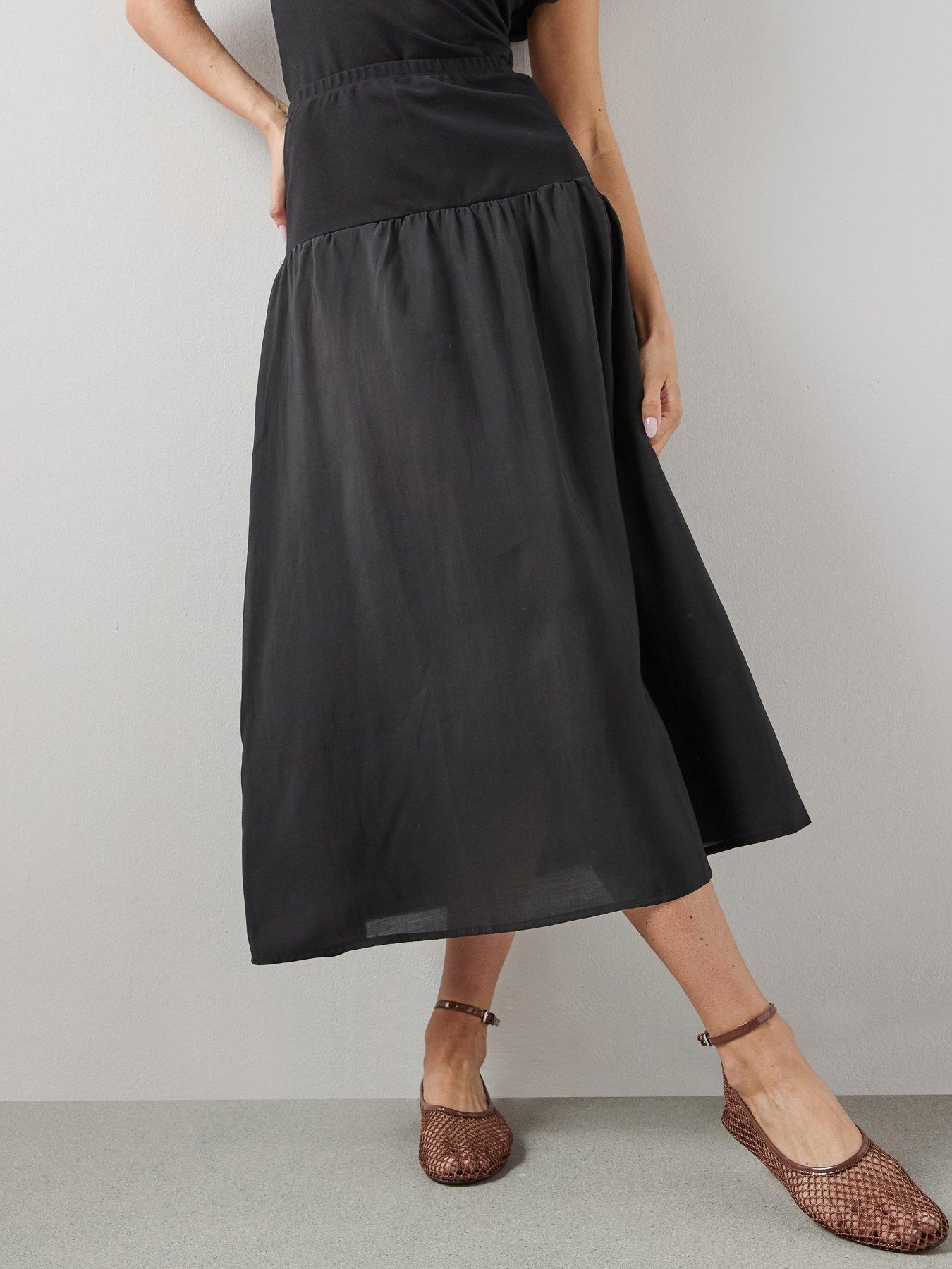 Image 3 of 6 of The Very Collection Drop Hem Maxi Skirt Co-Ord - Black