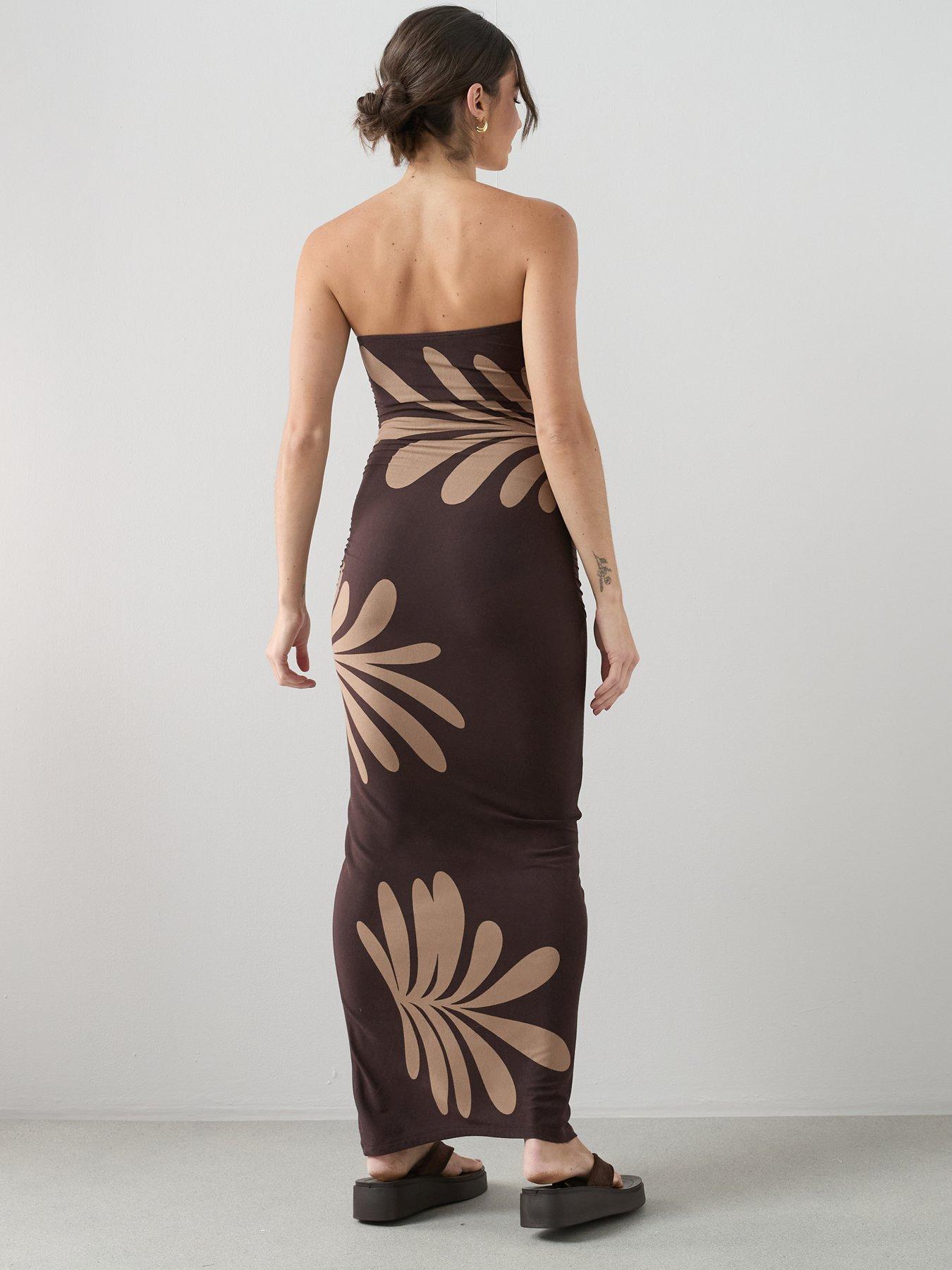 Image 2 of 6 of The Very Collection Placement Bandeau Stretch Maxi Dress - Brown