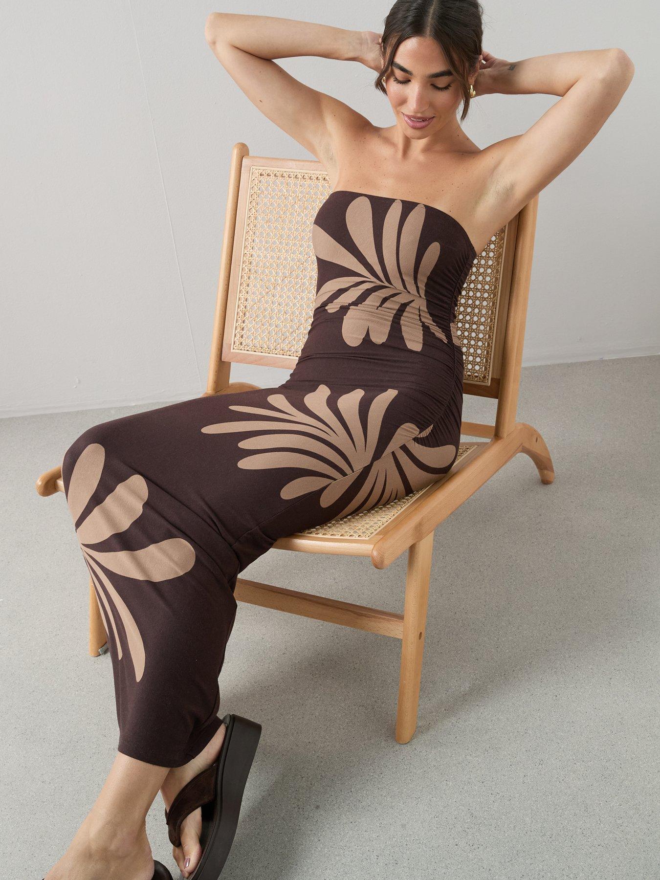 Image 3 of 6 of The Very Collection Placement Bandeau Stretch Maxi Dress - Brown