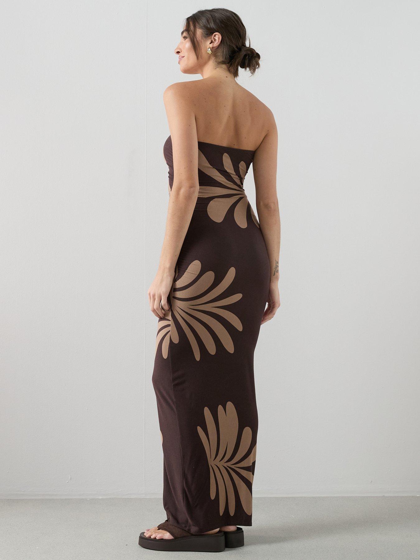 Image 6 of 6 of The Very Collection Placement Bandeau Stretch Maxi Dress - Brown