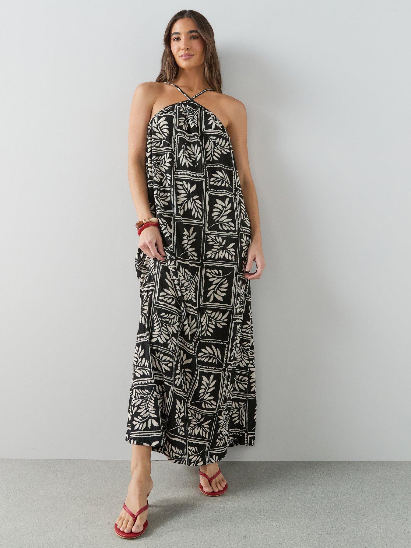 The Very Collection Printed Textured Maxi Dress - Black