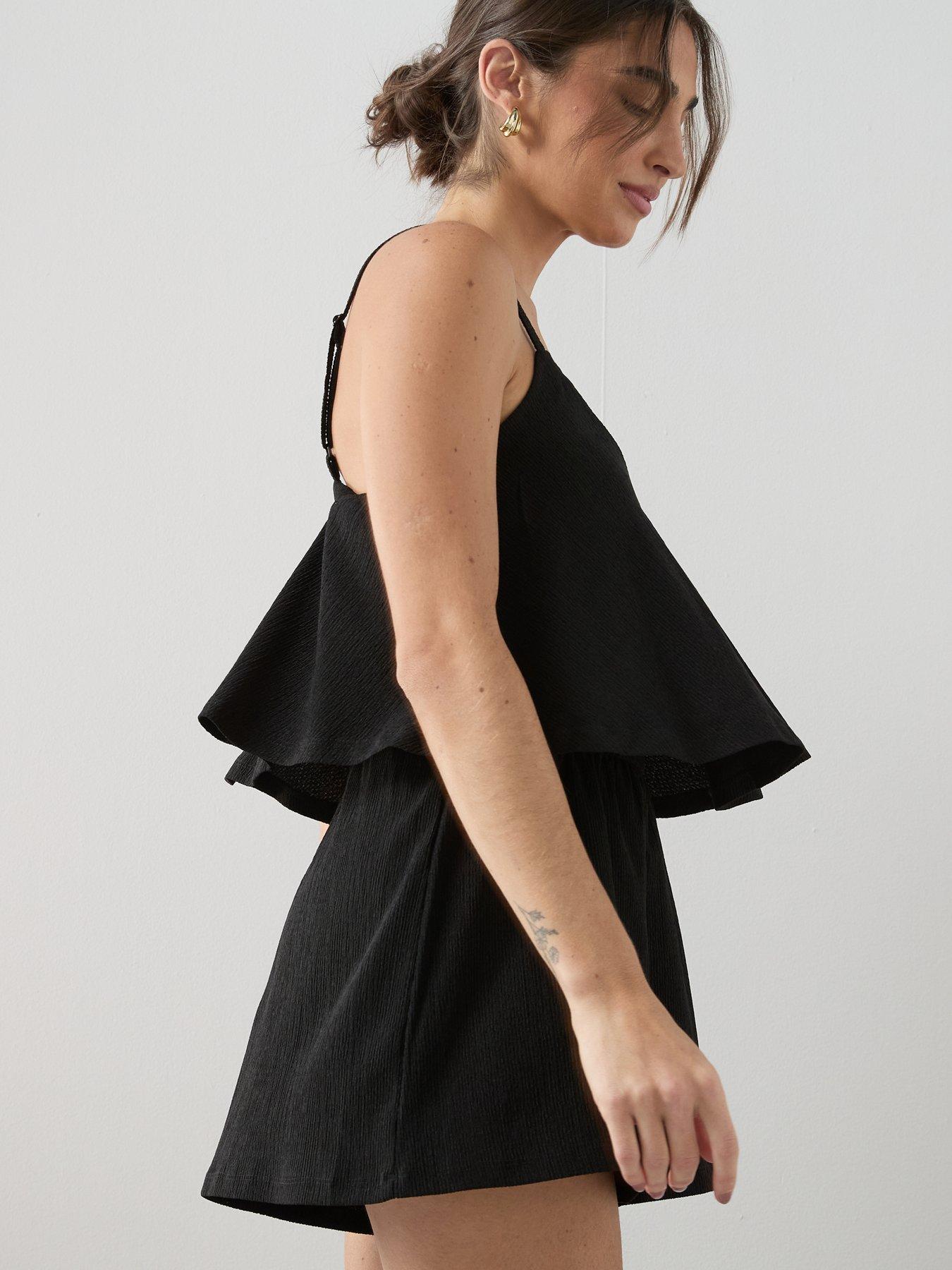  image of the-very-collection-crinkle-double-layer-playsuit-black