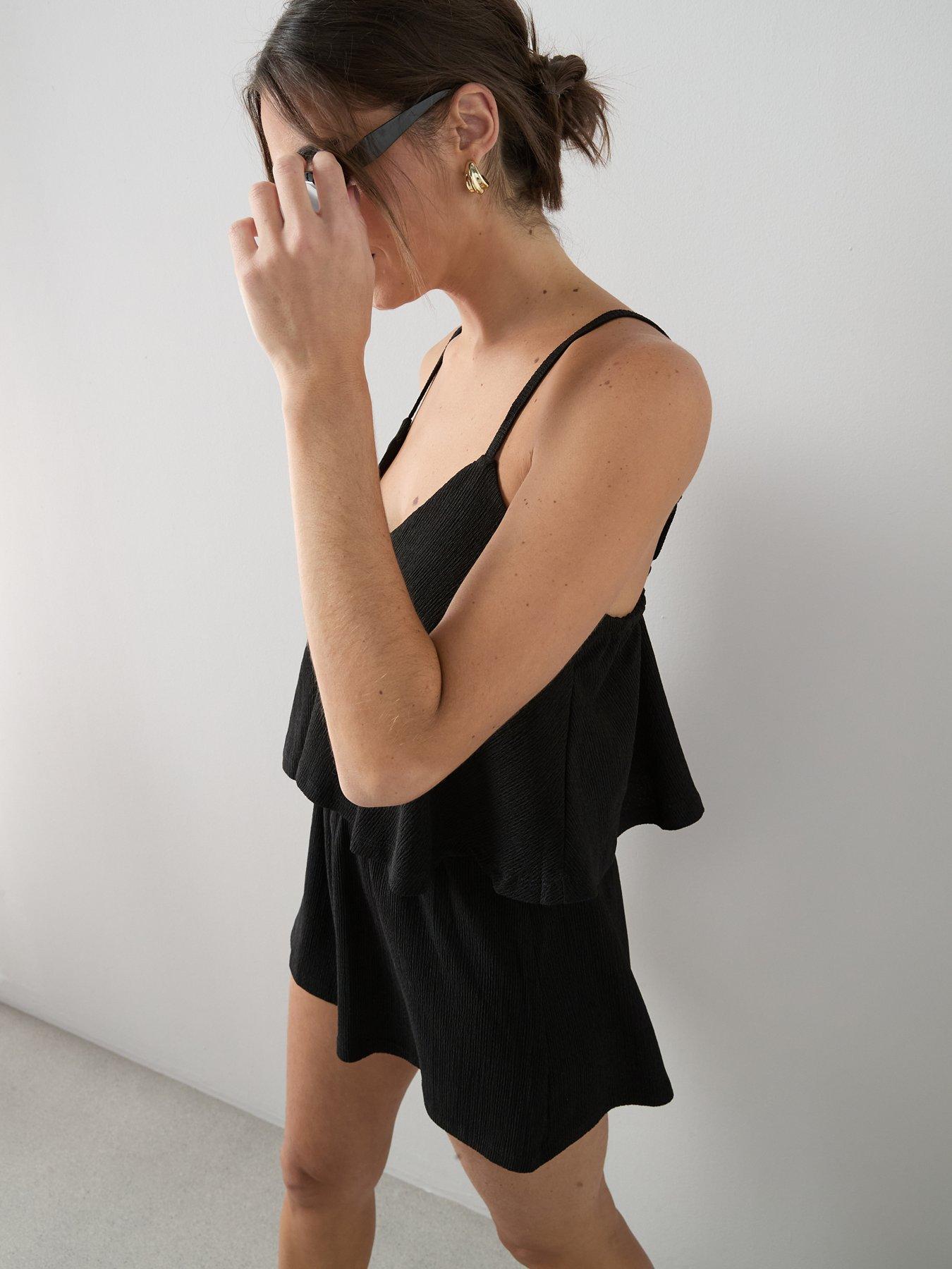  image of the-very-collection-crinkle-double-layer-playsuit-black