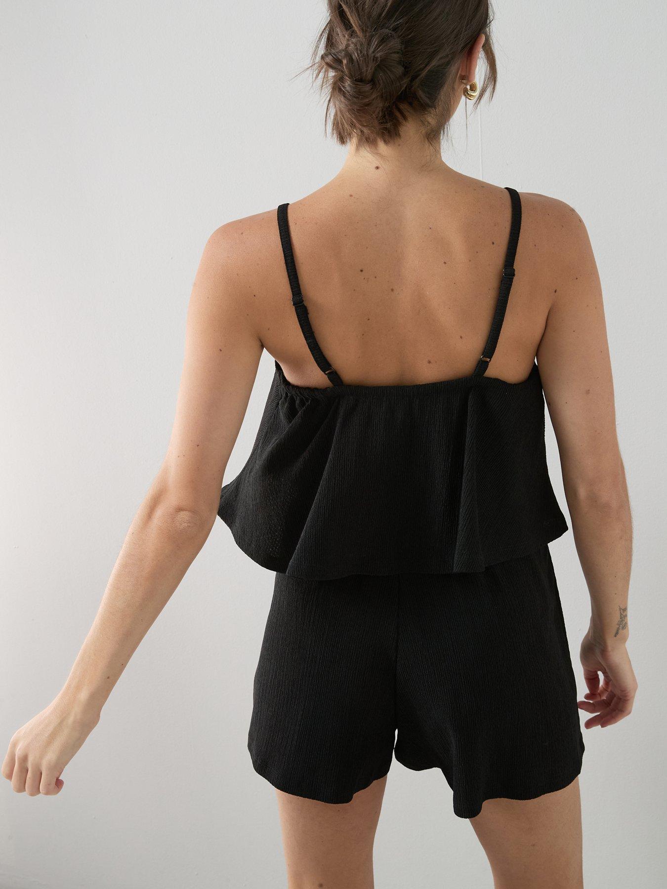  image of the-very-collection-crinkle-double-layer-playsuit-black