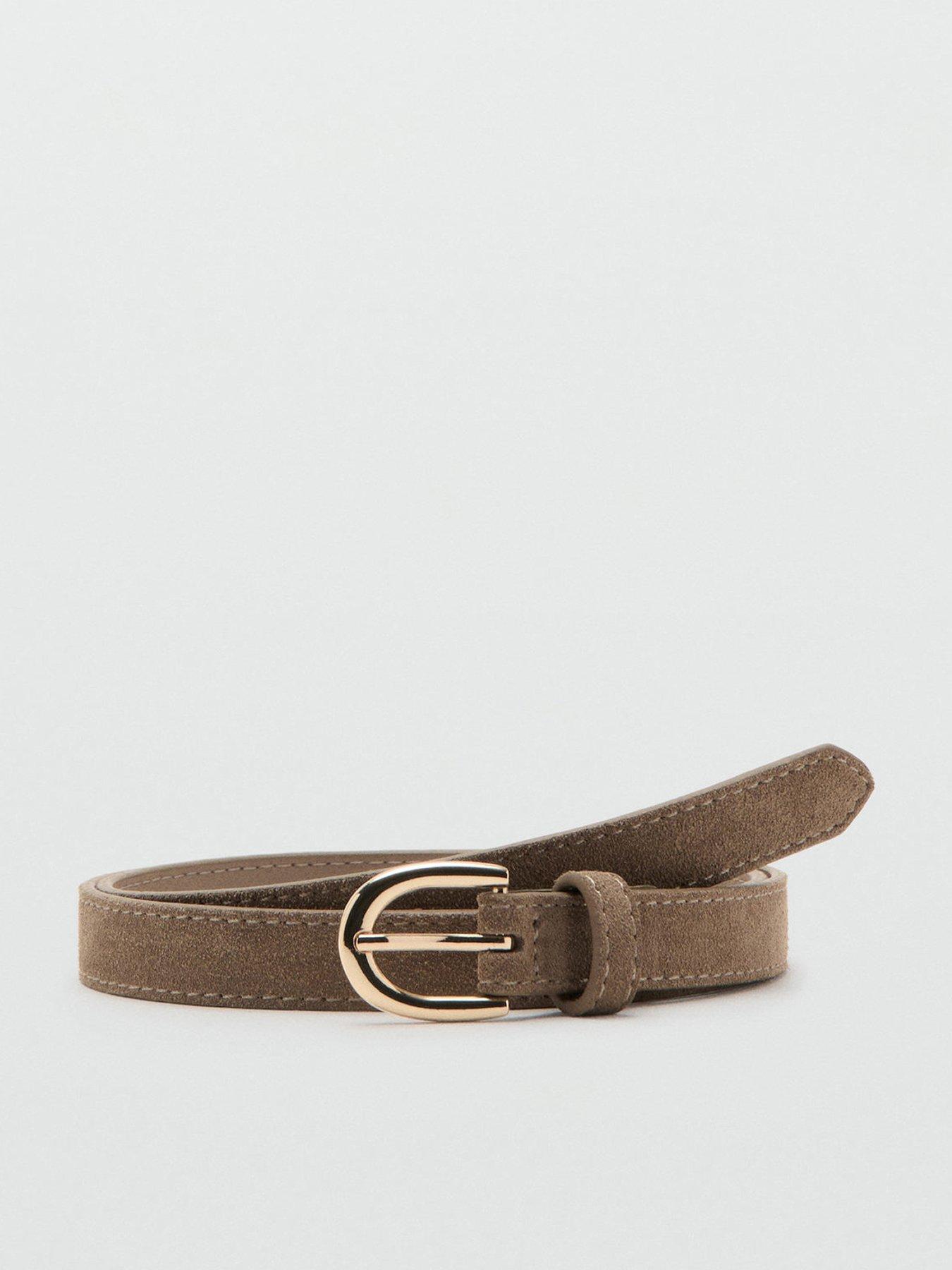  image of mango-suede-leather-belt-brown