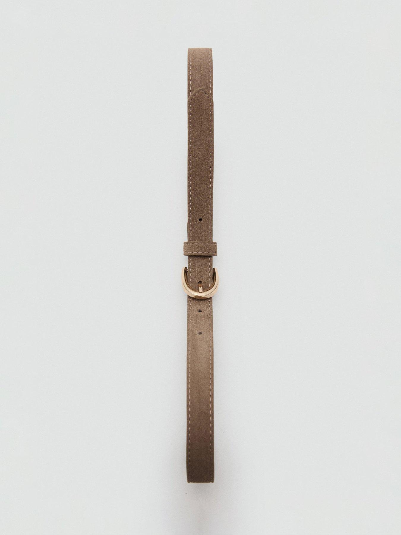 stillFront image of mango-suede-leather-belt-brown