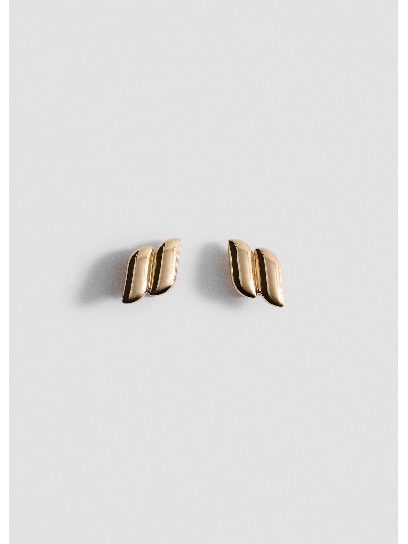 image of mango-embossed-semi-hoop-earrings-gold