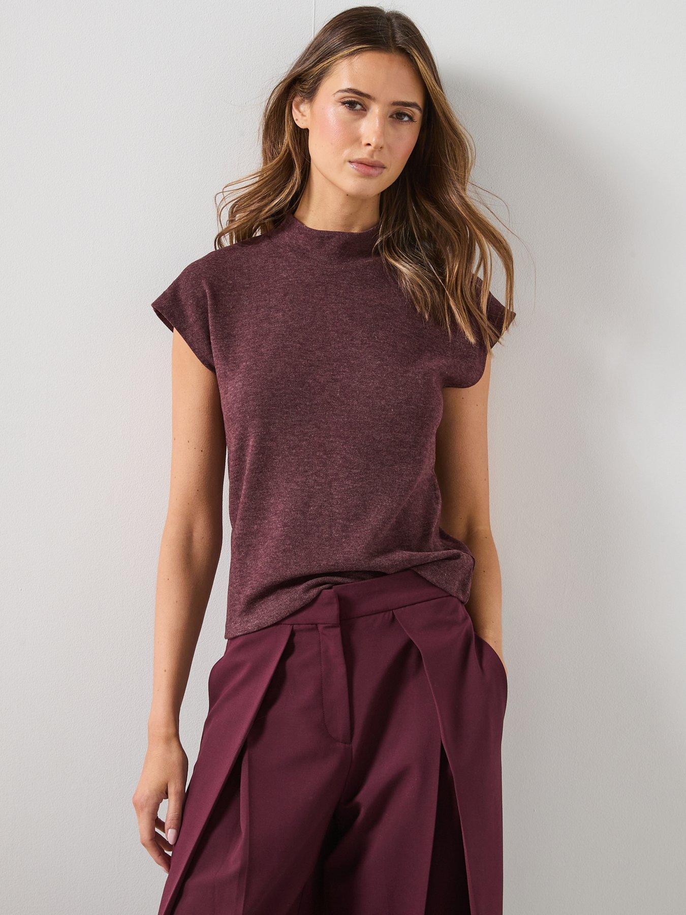 Mango High Collar T-Shirt - Red